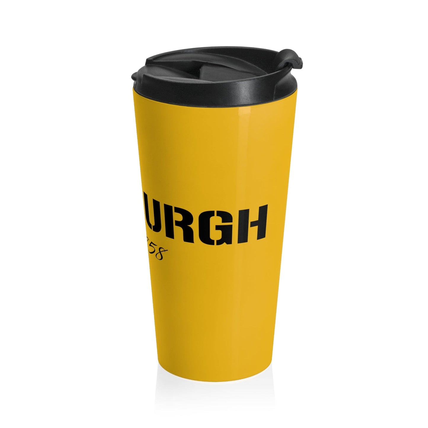 Sip the Spirit of the Steel City with the Pittsburgh Est 1758 Travel Mug - Gold Edition Mug Yinzergear