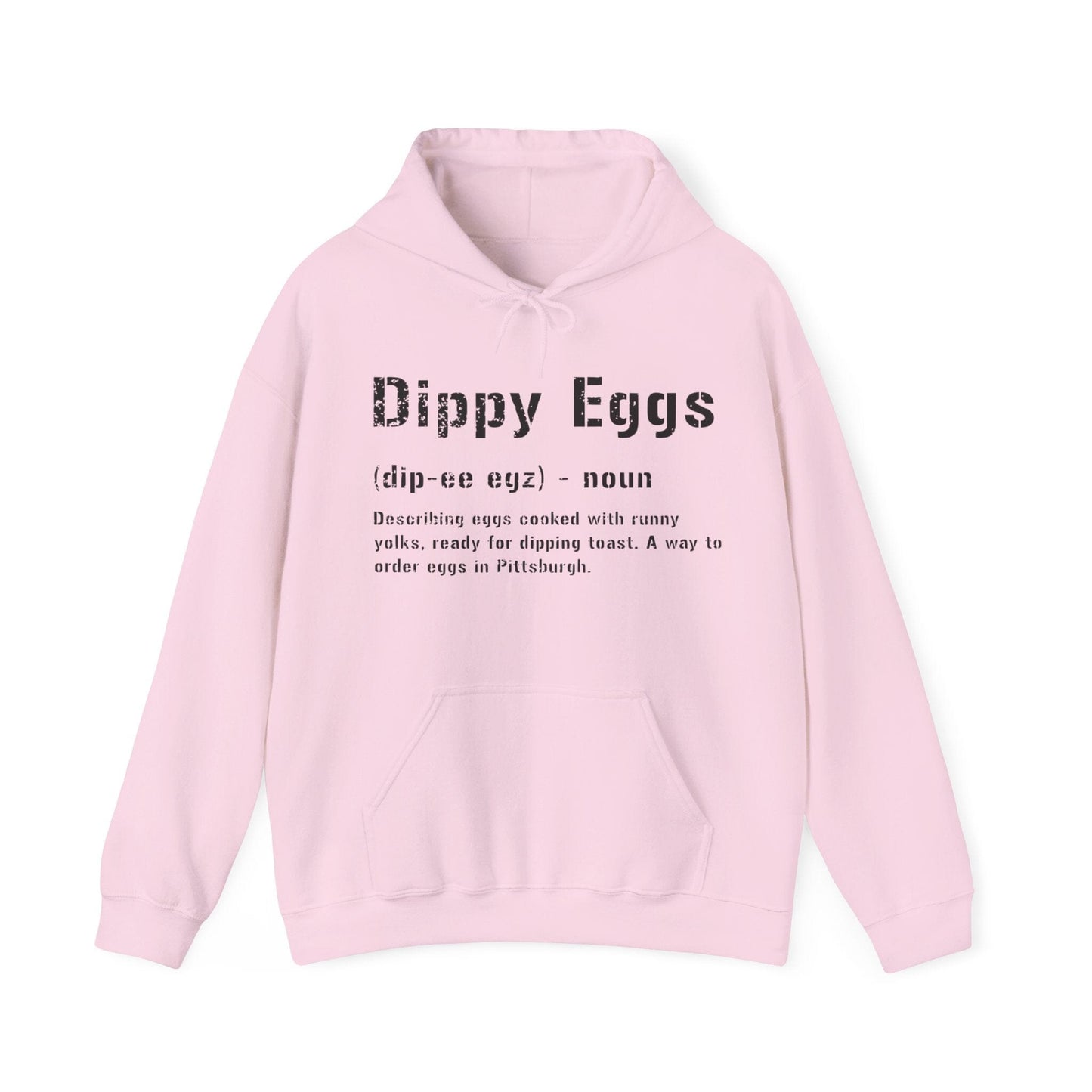 Dippy Eggs Yinzer Hoodie | Pittsburghese Apparel | Steel City Slang Hoodie Yinzergear Light Pink S