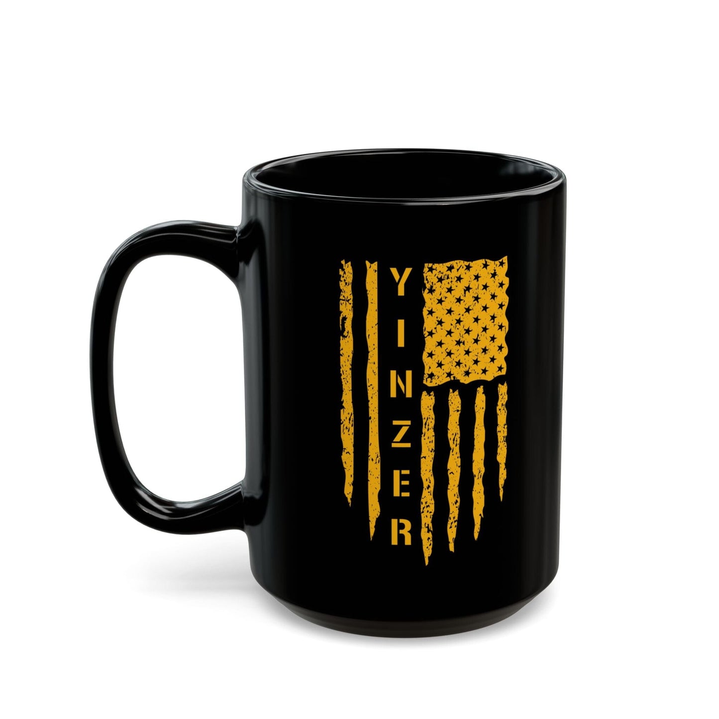 Yinzer Flag Coffee Mug – Black & Gold 11oz & 15oz Ceramic Mug | Patriotic Pittsburgh Gift Mug Printify