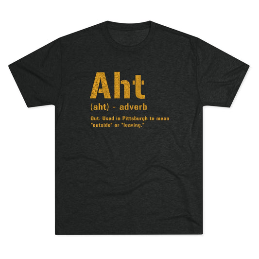 Aht Pittsburghese Definition T-Shirt – Tri-Blend Yinzer Shirt | Black and Gold Tee T-Shirt Yinzergear S Tri-Blend Vintage Black