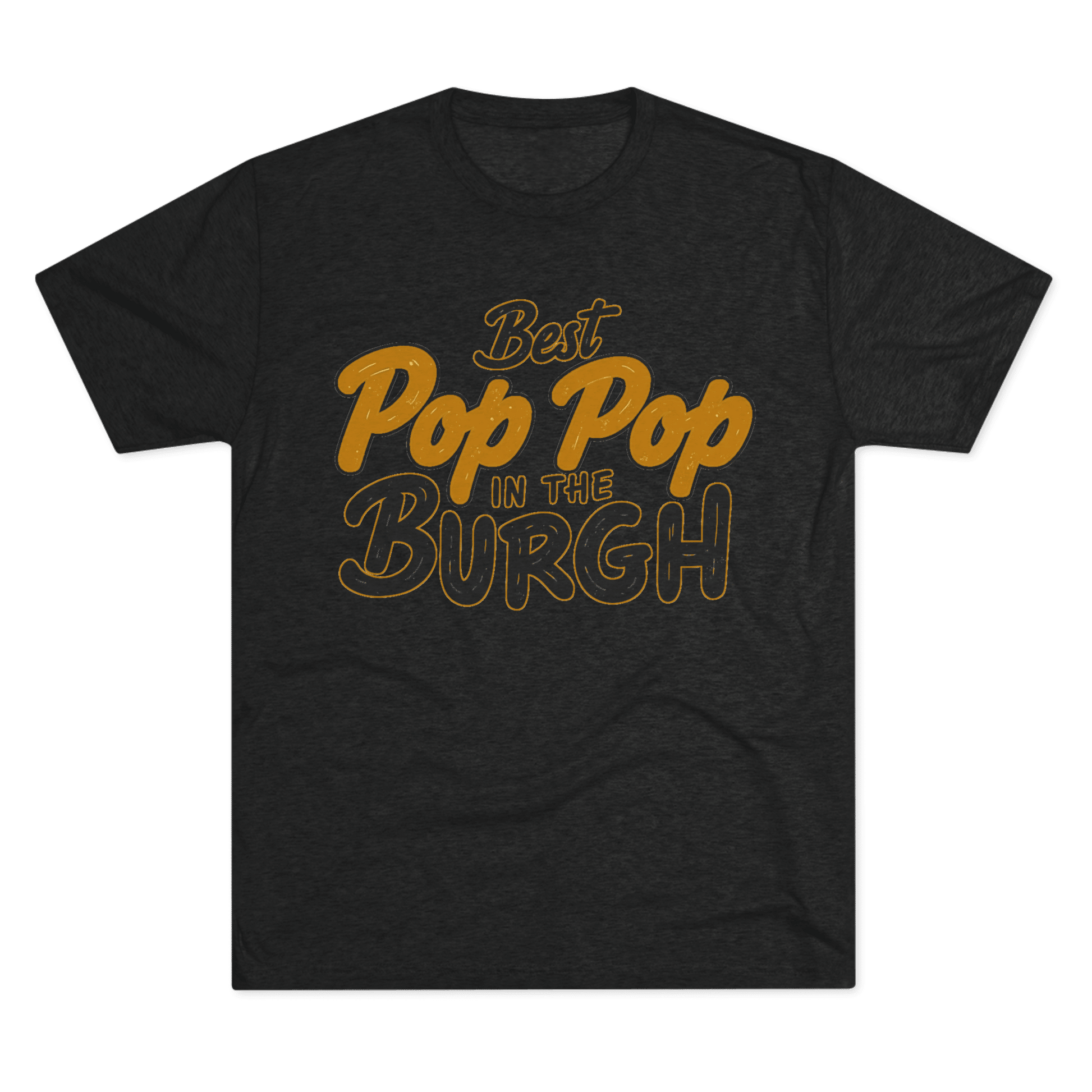 Pop Pop Tri-Blend Tee - Pittsburgh Grandpa Gift - Burgh T-Shirt Yinzergear S Tri-Blend Vintage Black