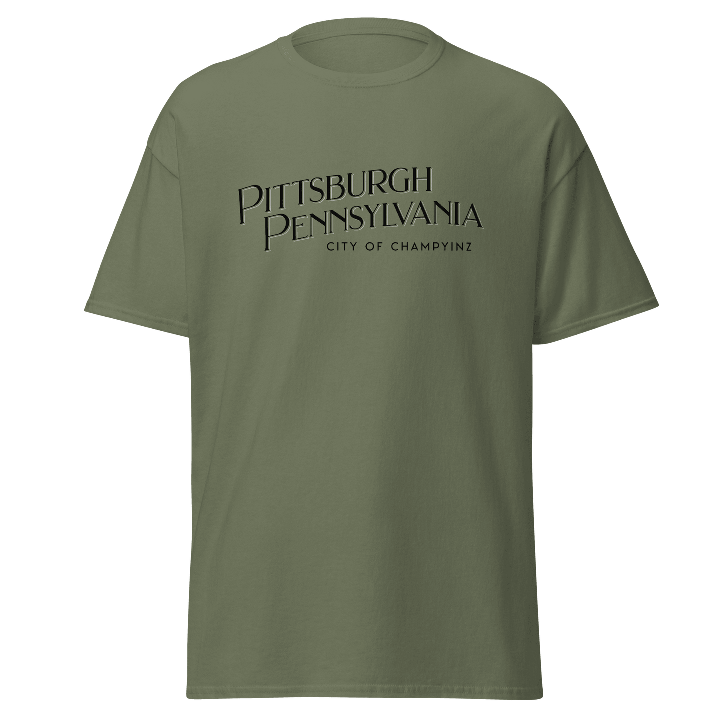Pittsburgh Pa City of ChampYINZ T-Shirt Yinzergear Military Green S