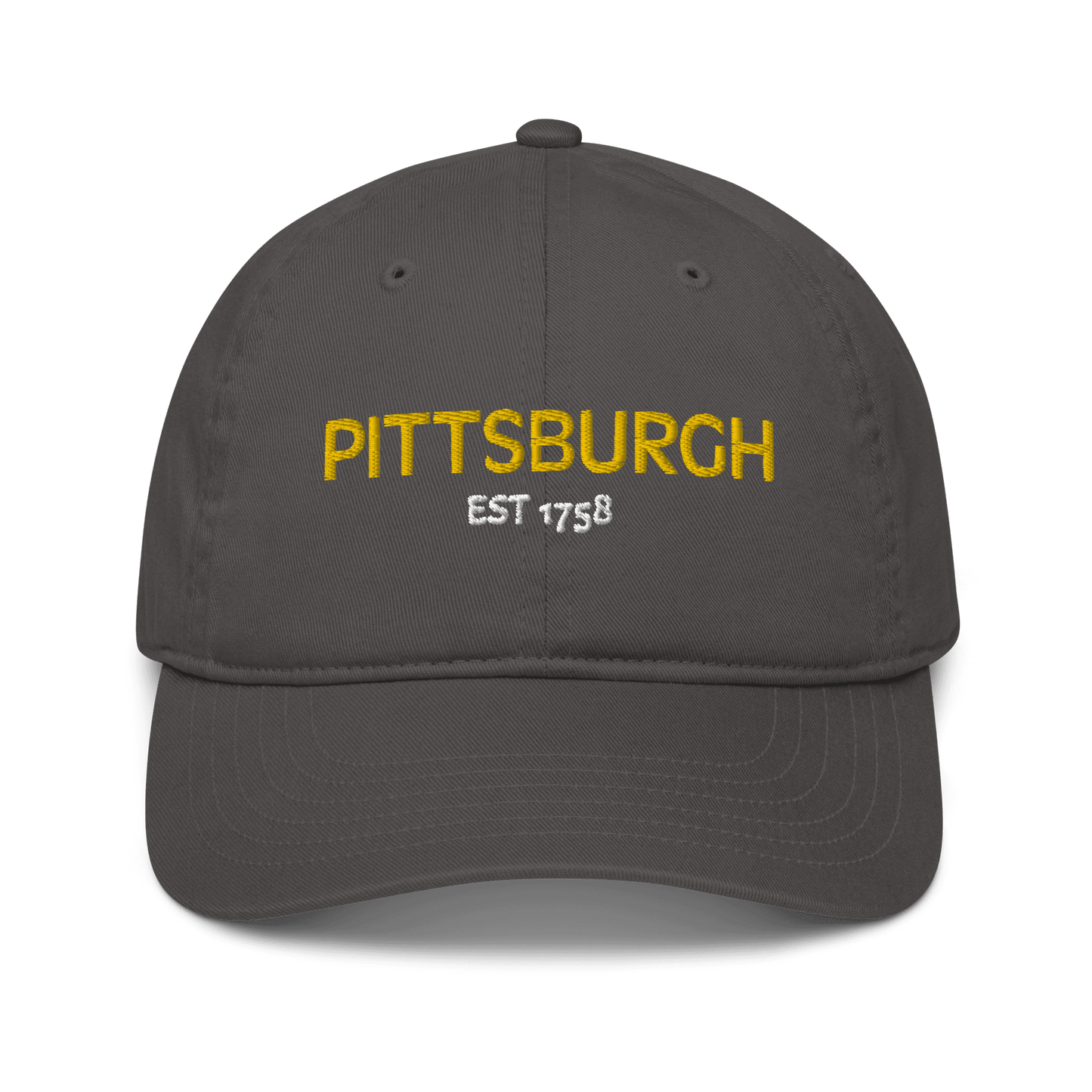 Pittsburgh Est 1758 Embroidered Baseball Hat Yinzergear Charcoal