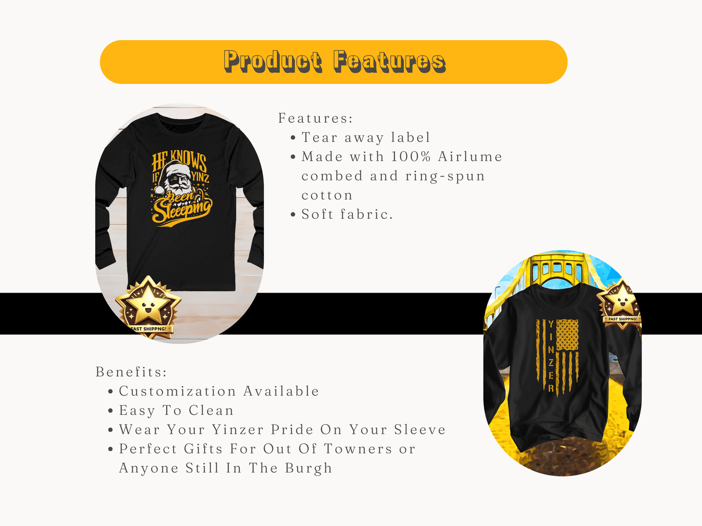 Best Pop Pop in the Burgh Yinzer Long Sleeve Tee Long-sleeve Yinzergear