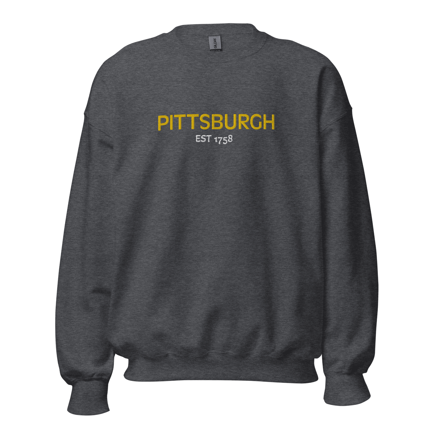 Embroidered Pittsburgh EST 1758 Sweatshirt Yinzergear Dark Heather S