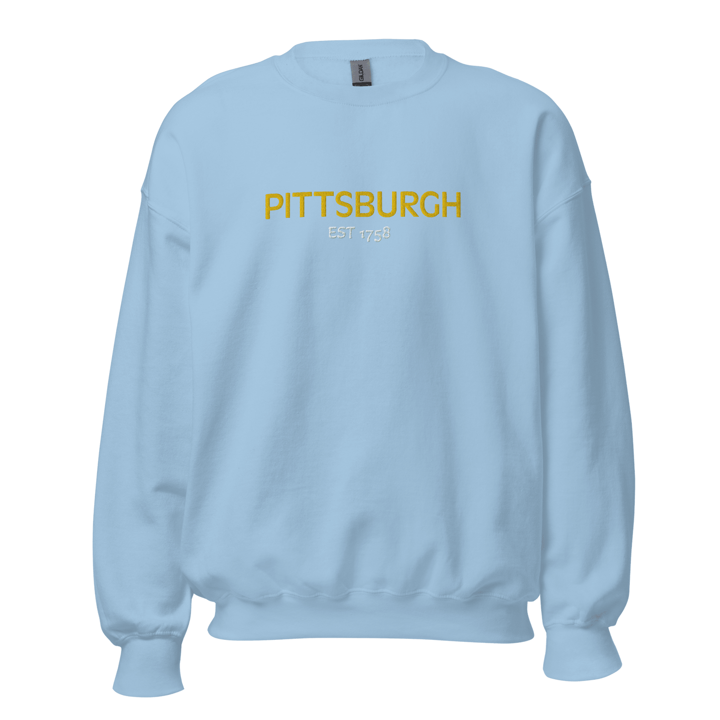 Embroidered Pittsburgh EST 1758 Sweatshirt Yinzergear Light Blue S