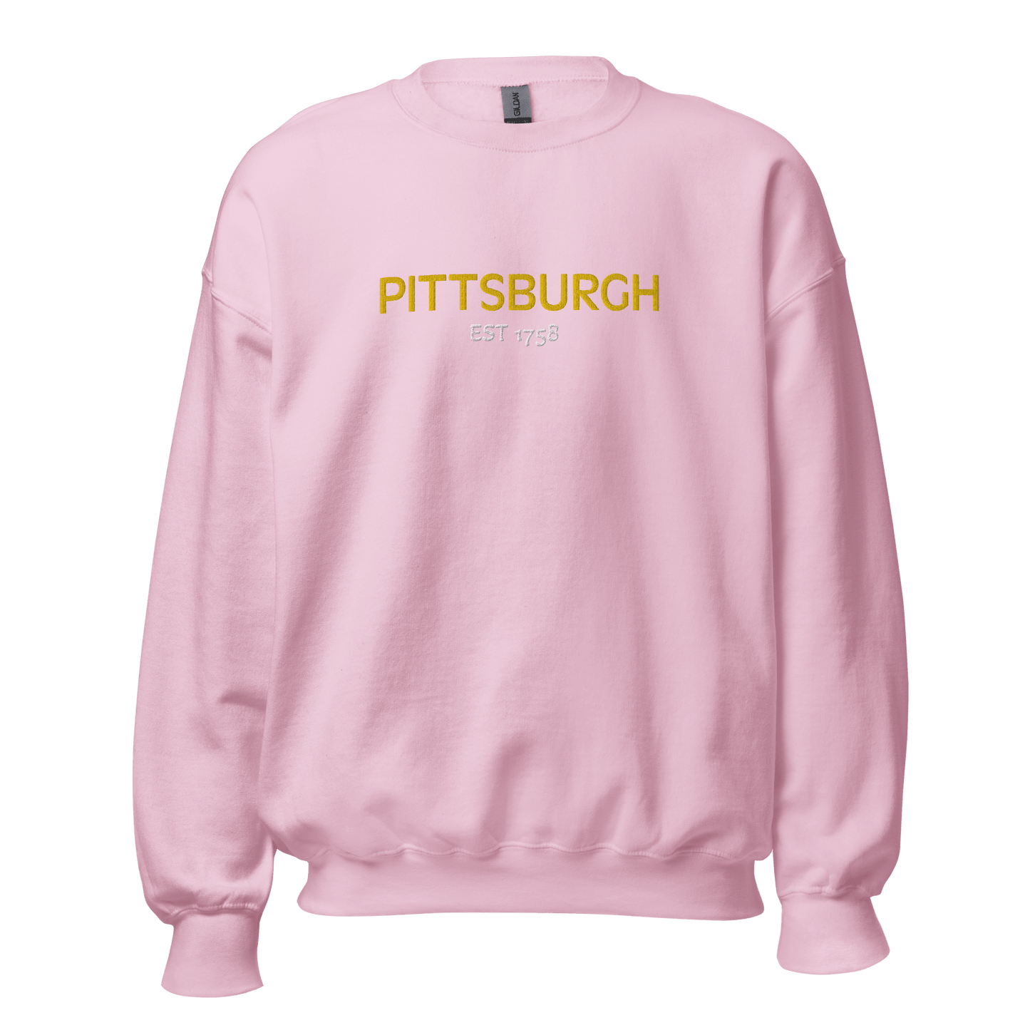 Embroidered Pittsburgh EST 1758 Sweatshirt Yinzergear Light Pink S 