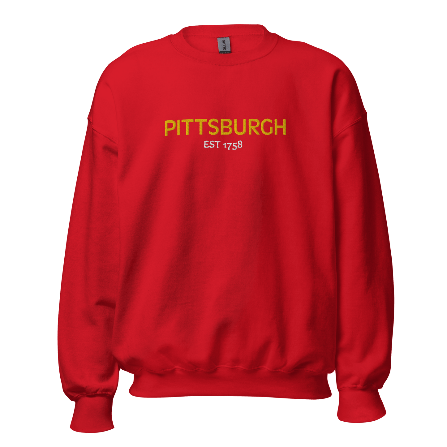 Embroidered Pittsburgh EST 1758 Sweatshirt Yinzergear Red S
