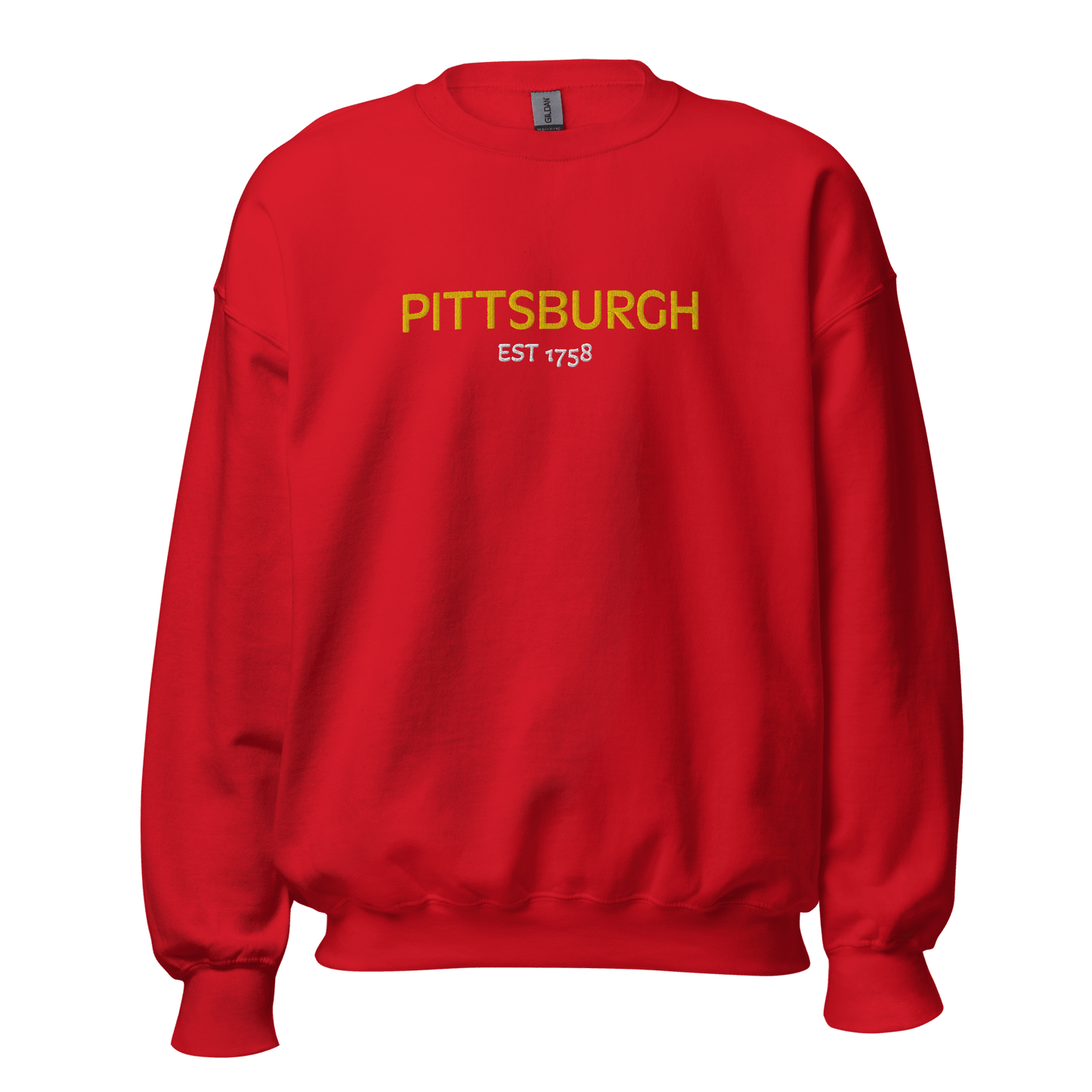 Embroidered Pittsburgh EST 1758 Sweatshirt Yinzergear Red S 