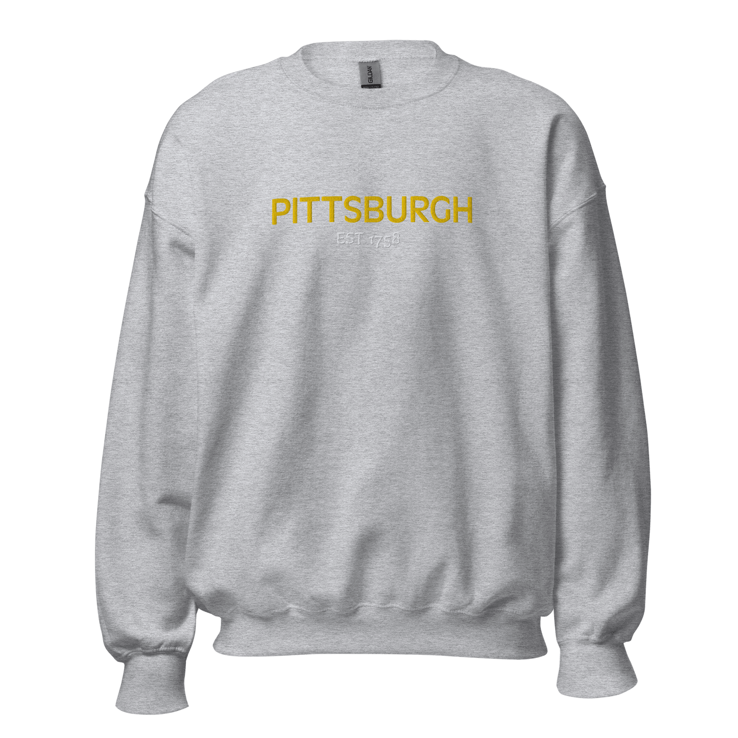 Embroidered Pittsburgh EST 1758 Sweatshirt Yinzergear Sport Grey S