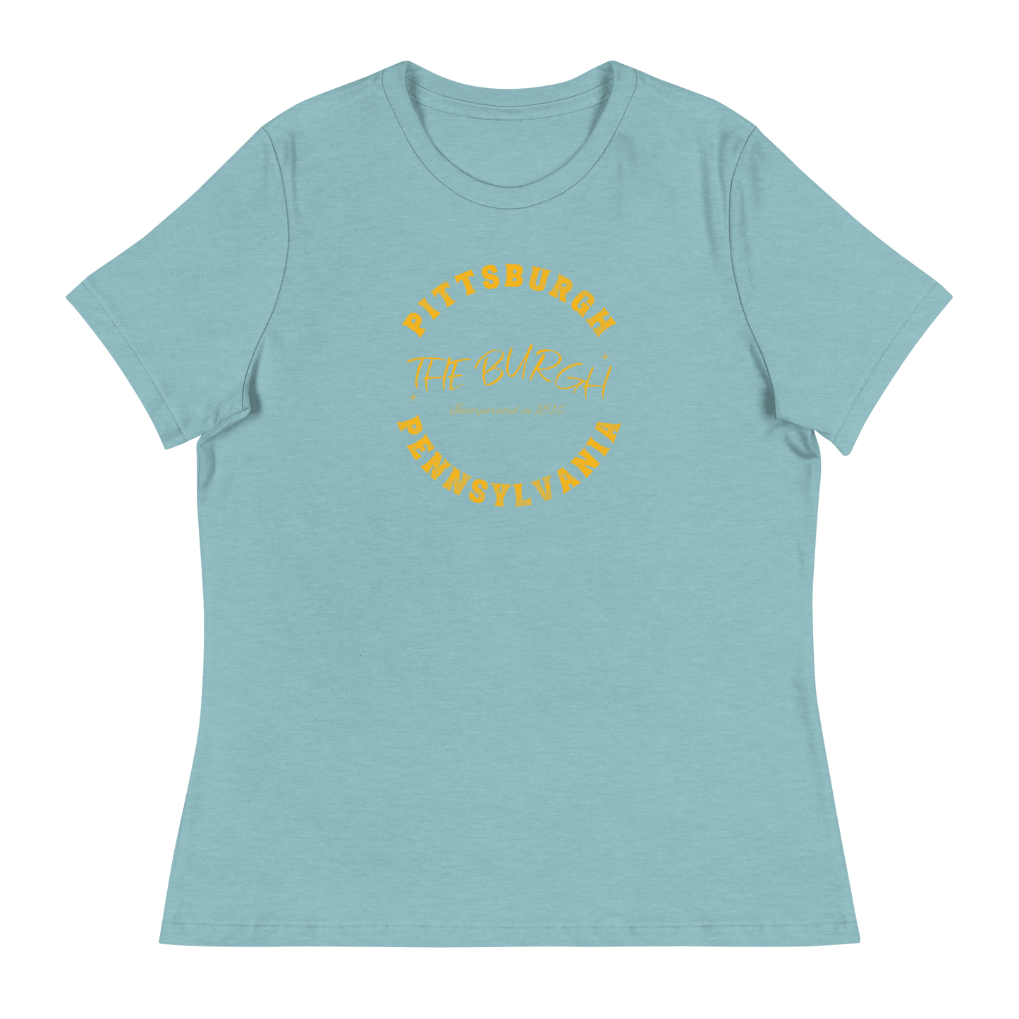 The Burgh Pittsburgh Pennsylvania T-Shirt Yinzergear Heather Blue Lagoon S