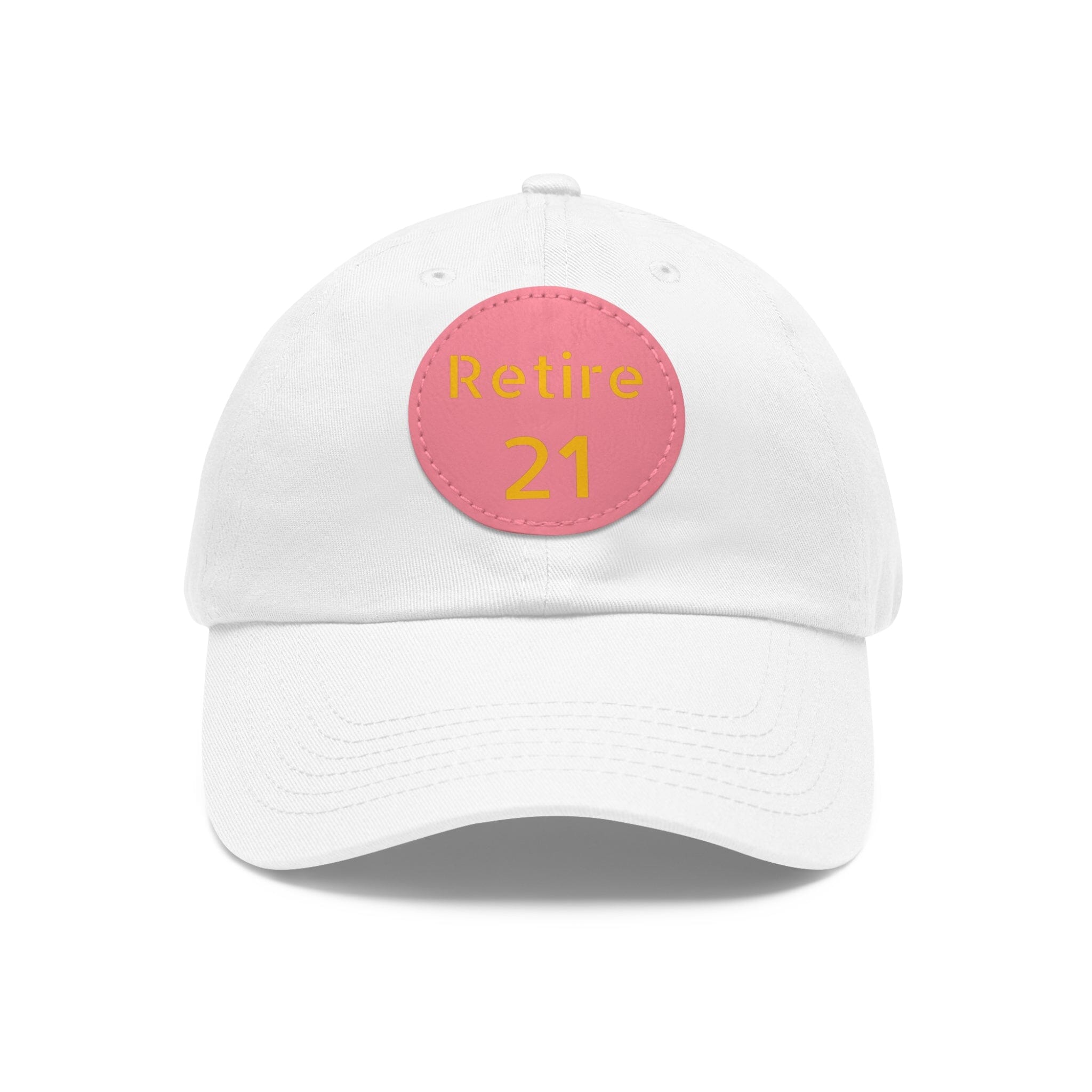 Retire 21 Leather Patch Hat Pittsburgh hat in white mockup view | Yinzergear