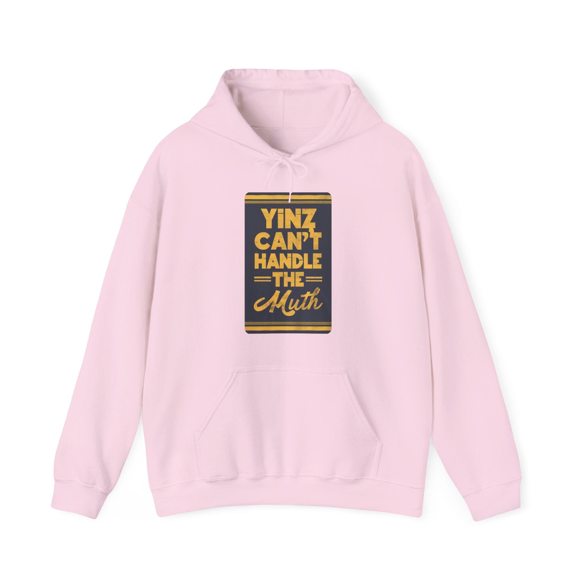 Yinz Can't Handle the Muth Pittsburgh Football Hoodie on pink hoodie | Yinzergear