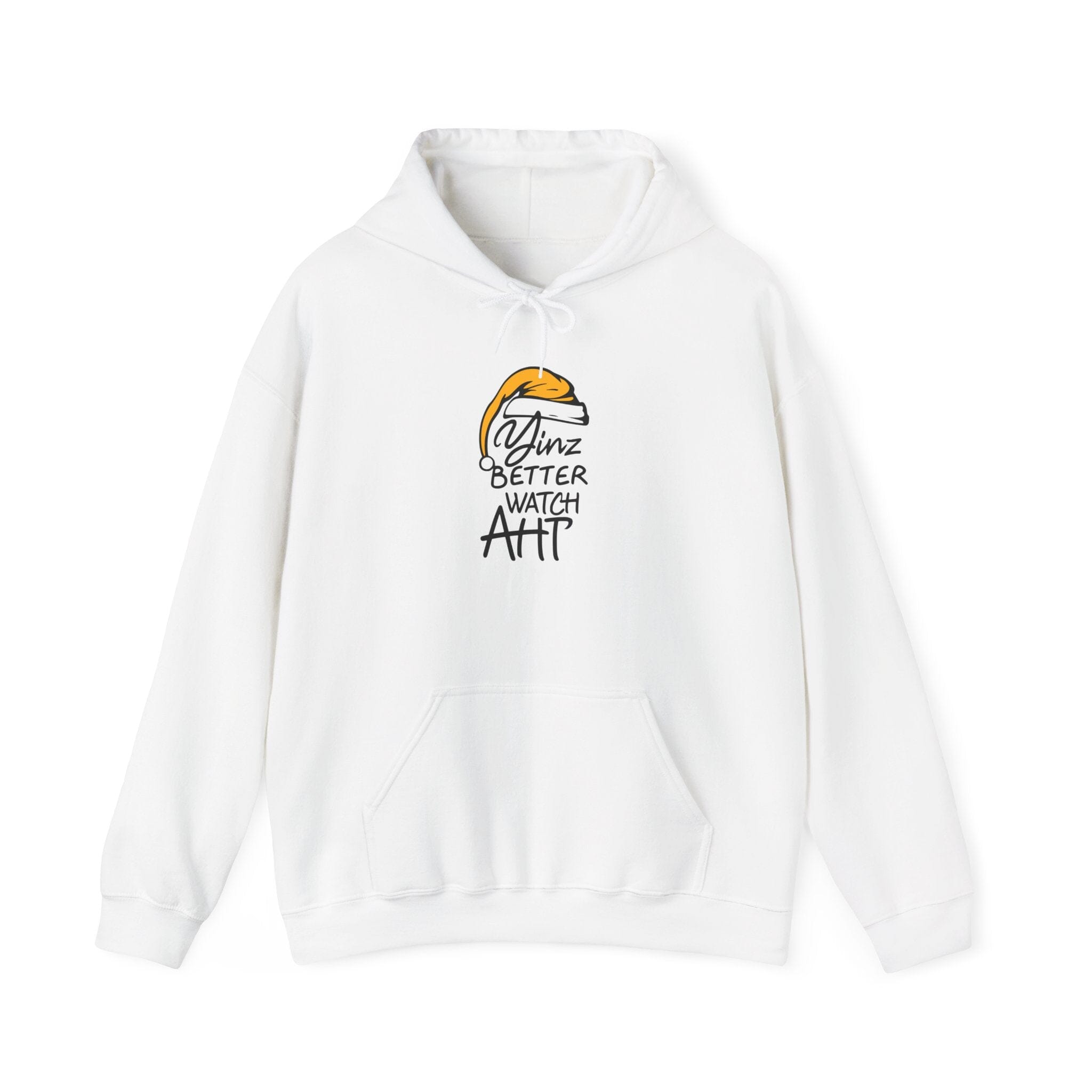 Yinz Better Watch Aht Christmas Hoodie Pittsburgh hoodie on white hoodie | Yinzergear