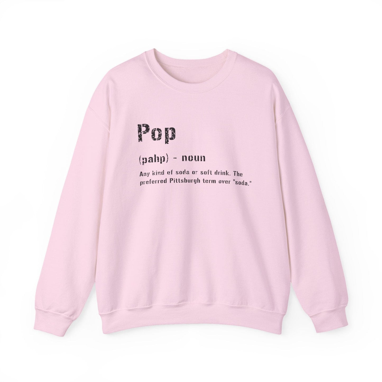Pop Pittsburgh Crewneck Sweatshirt - Pittsburghese Gift Sweatshirt Yinzergear S Light Pink 