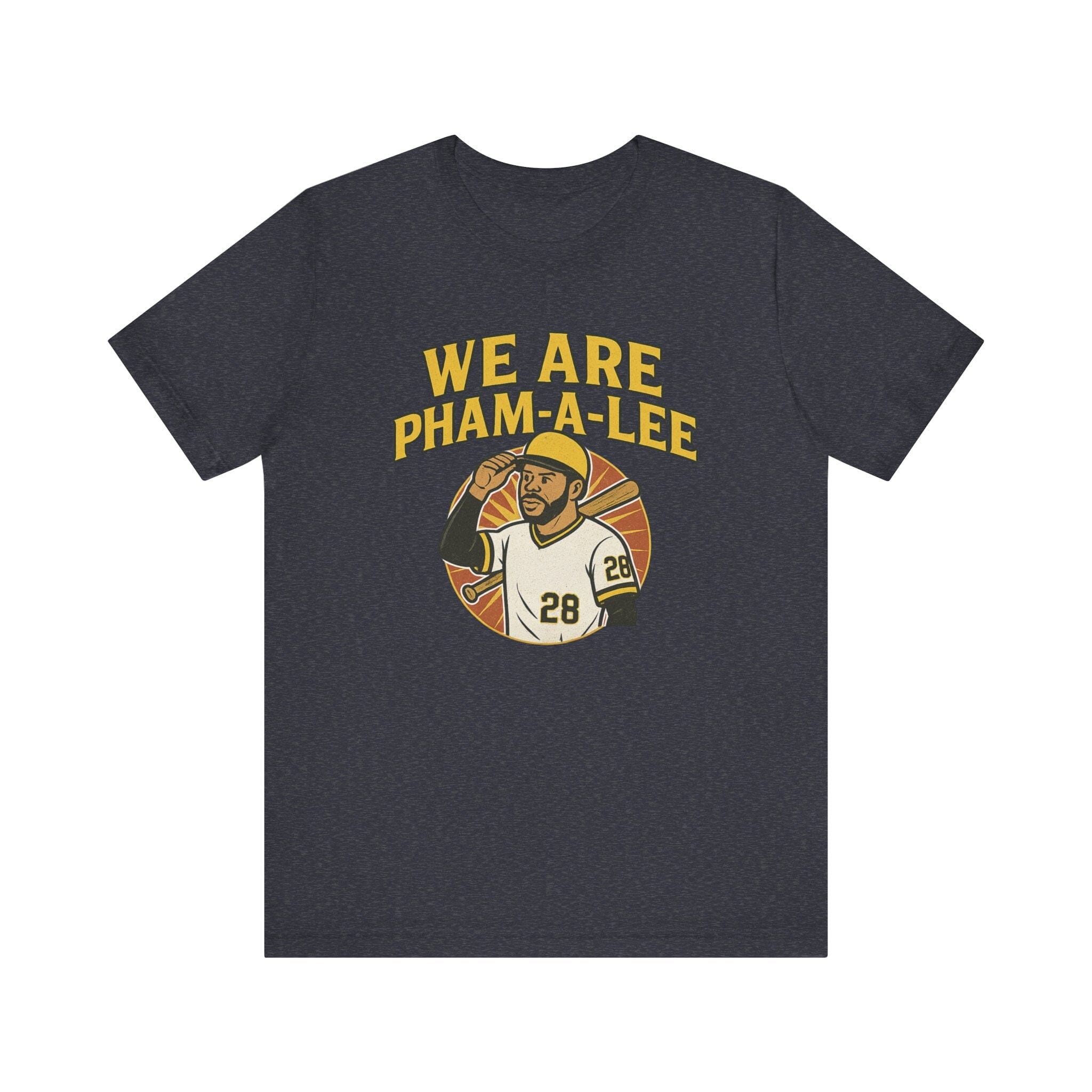 We Are Pham-a-Lee Pittsburgh Baseball T-shirt on heather navy tee | Yinzergear