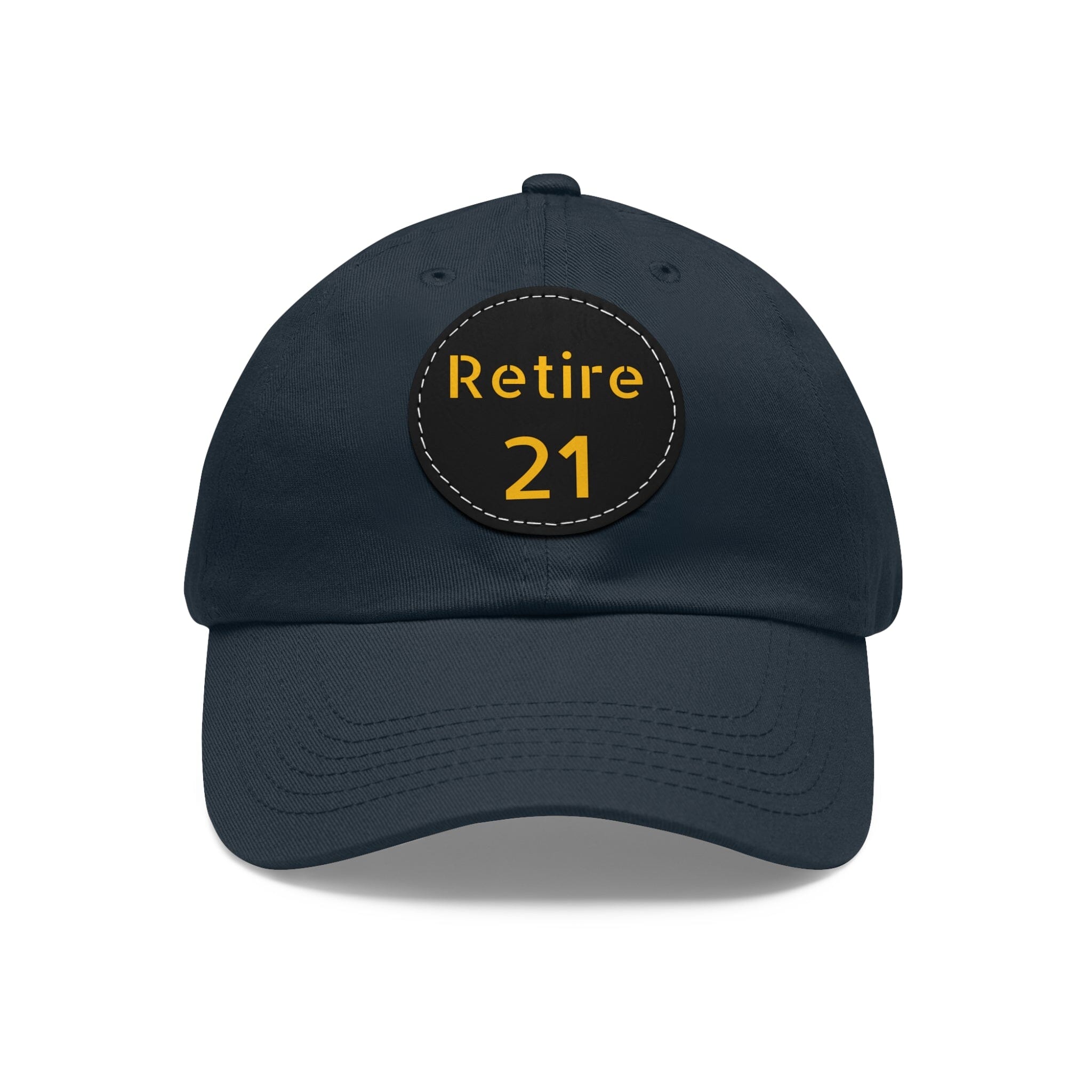 Retire 21 Leather Patch Hat Pittsburgh hat in black mockup view | Yinzergear