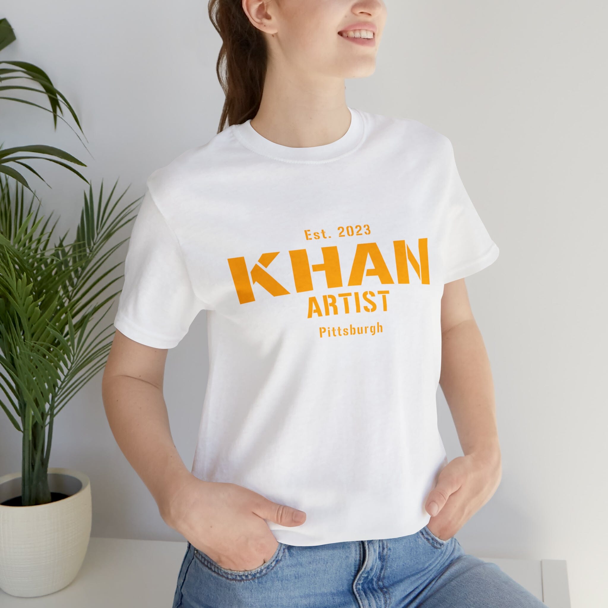Khan Artist Pittsburgh Steelers football shirt on white tee | Yinzergear