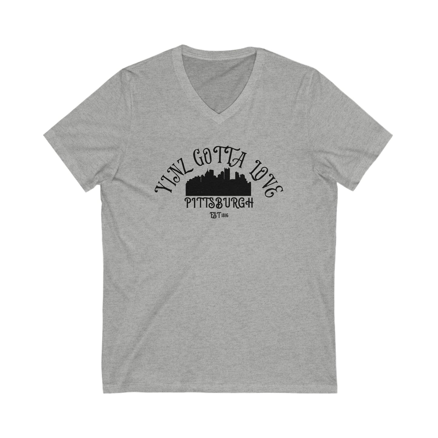 You Gotta Go to Pittsburgh V-Neck - Steel City Skyline Tee V-neck Printify S Athletic Heather 