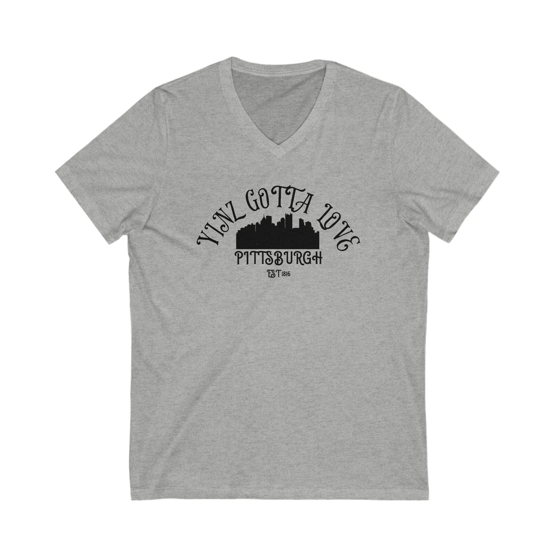 You Gotta Go to Pittsburgh V-Neck - Steel City Skyline Tee V-neck Printify S Athletic Heather 