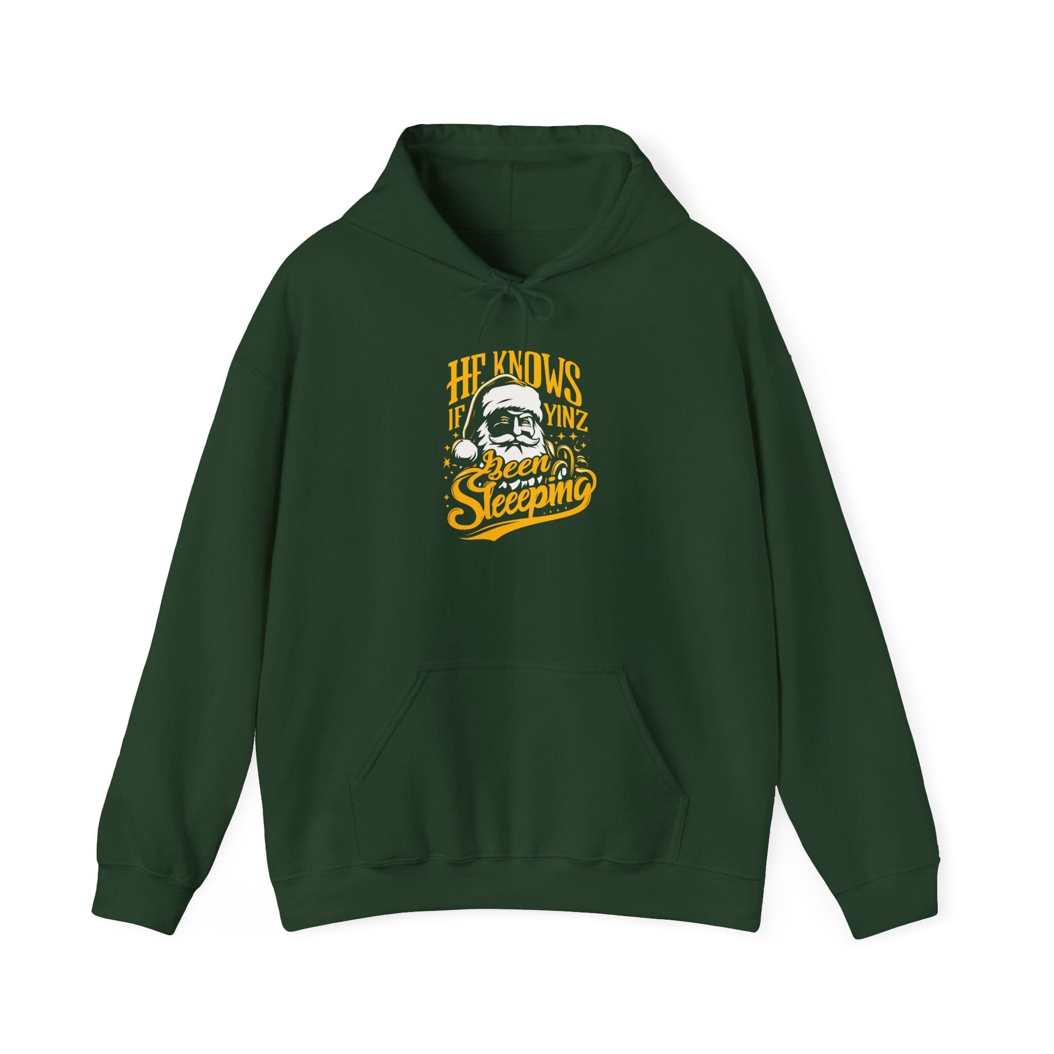 Yinzer Santa Christmas Hoodie Pittsburgh hoodie on forest green hoodie | Yinzergear