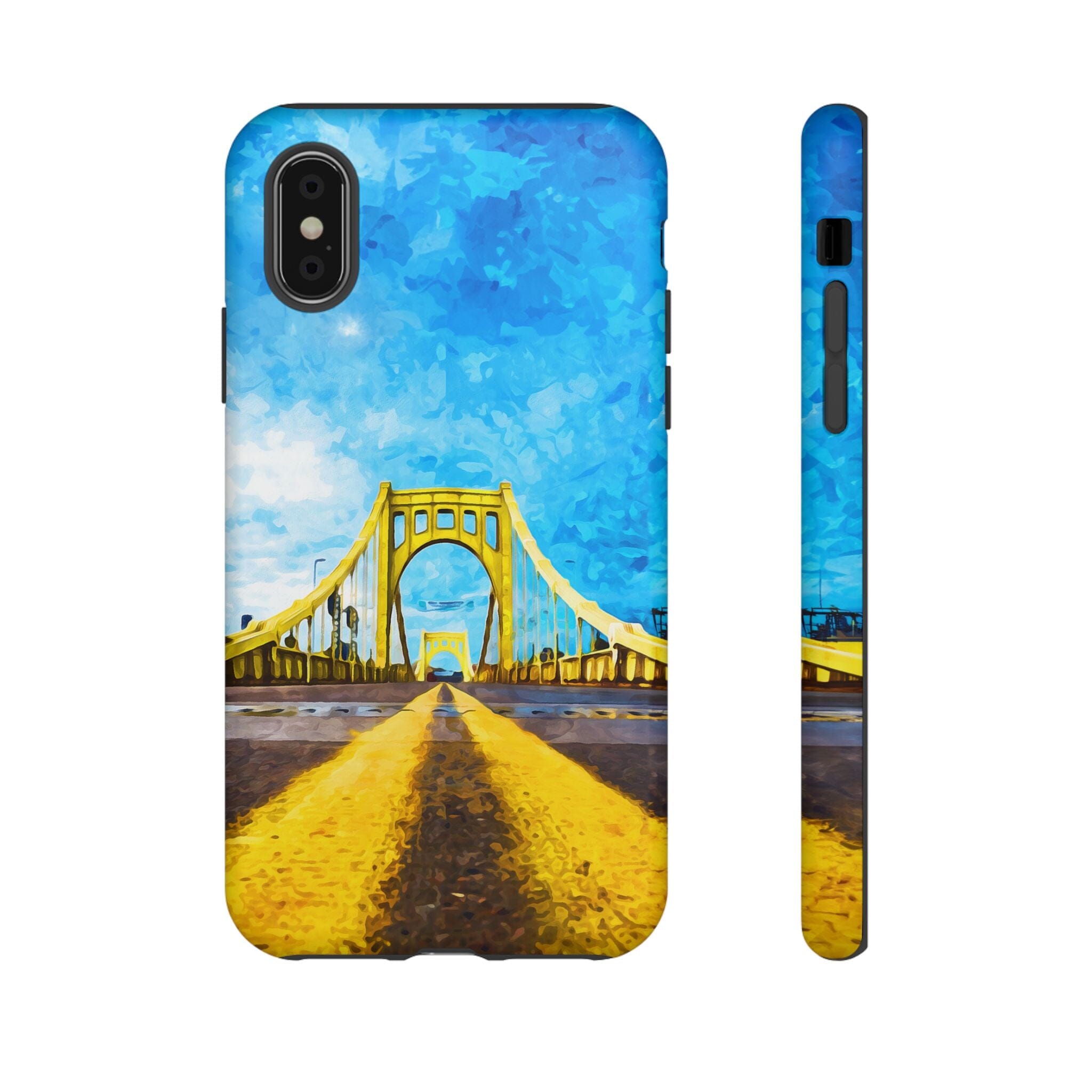 Pittsburgh Bridge Watercolor Tough Phone Case product image alternate view 6 | Yinzergear