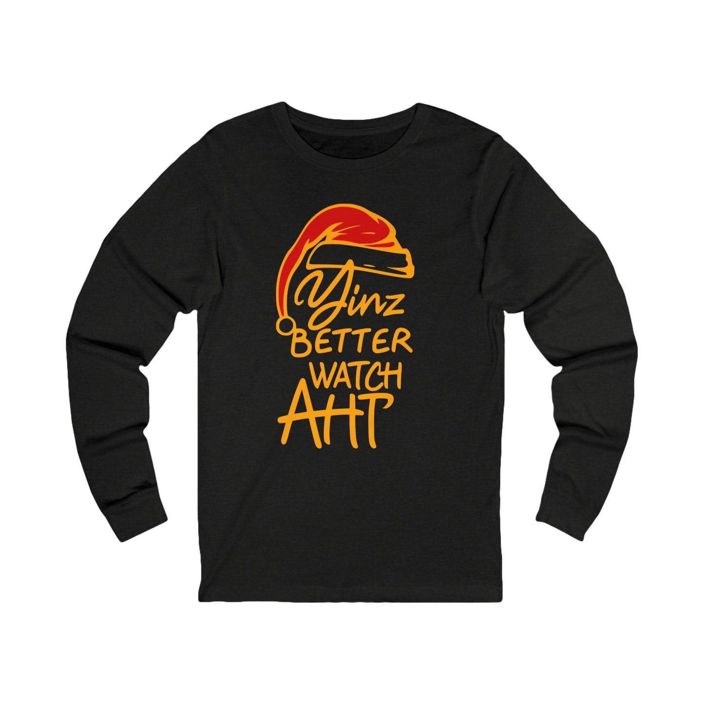 Yinz Better Watch Aht Long Sleeve - Pittsburgh Christmas Long-sleeve Printify M Black Heather 