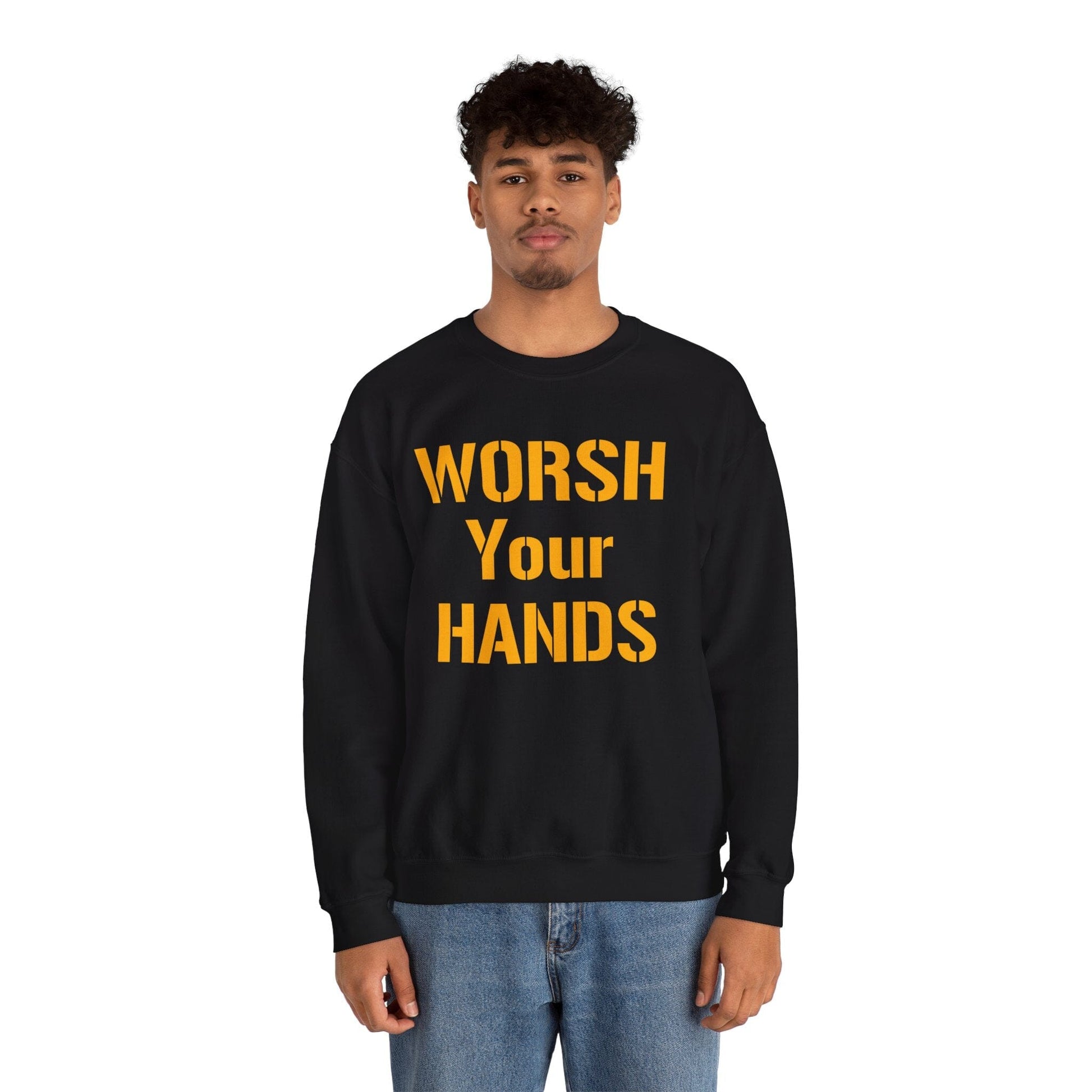 Worsh Your Hands Sweatshirt - Pittsburgh Saying Crewneck Sweatshirt Yinzergear 