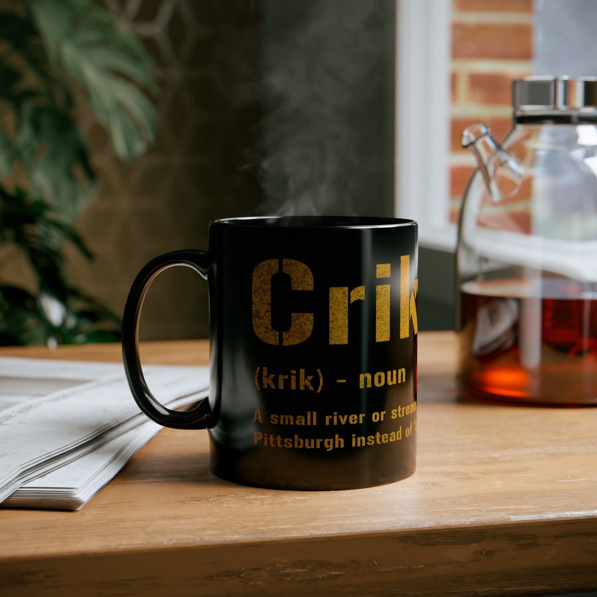 Crik Coffee Mug Pittsburghese | Black and Gold 11oz Mug | Great Gift For Yinzers Mug Yinzergear 