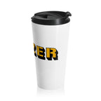 Yinzer Stainless Steel Travel Mug Pittsburgh mug front view alternate view 4 | Yinzergear