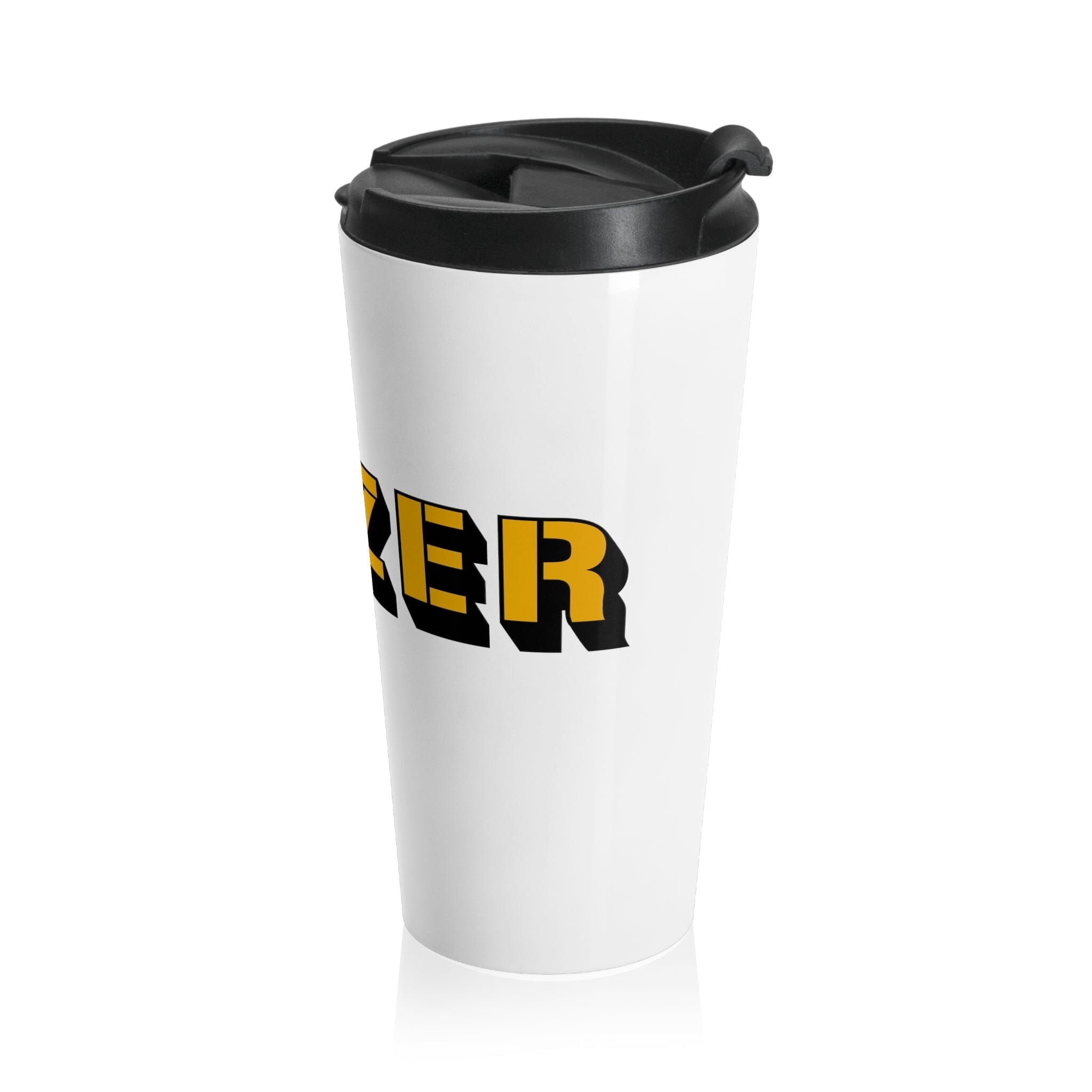 Yinzer Stainless Steel Travel Mug Pittsburgh mug front view alternate view 4 | Yinzergear