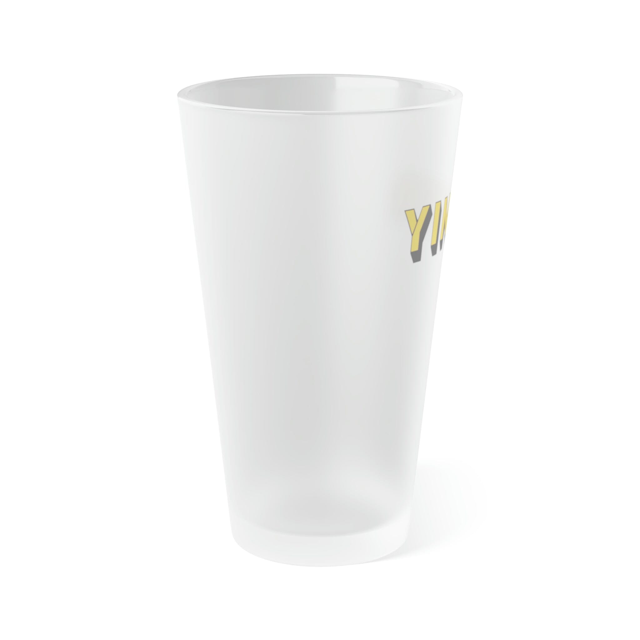 Yinzer Frosted Pint Glass Pittsburgh tumbler front view alternate view 4 | Yinzergear