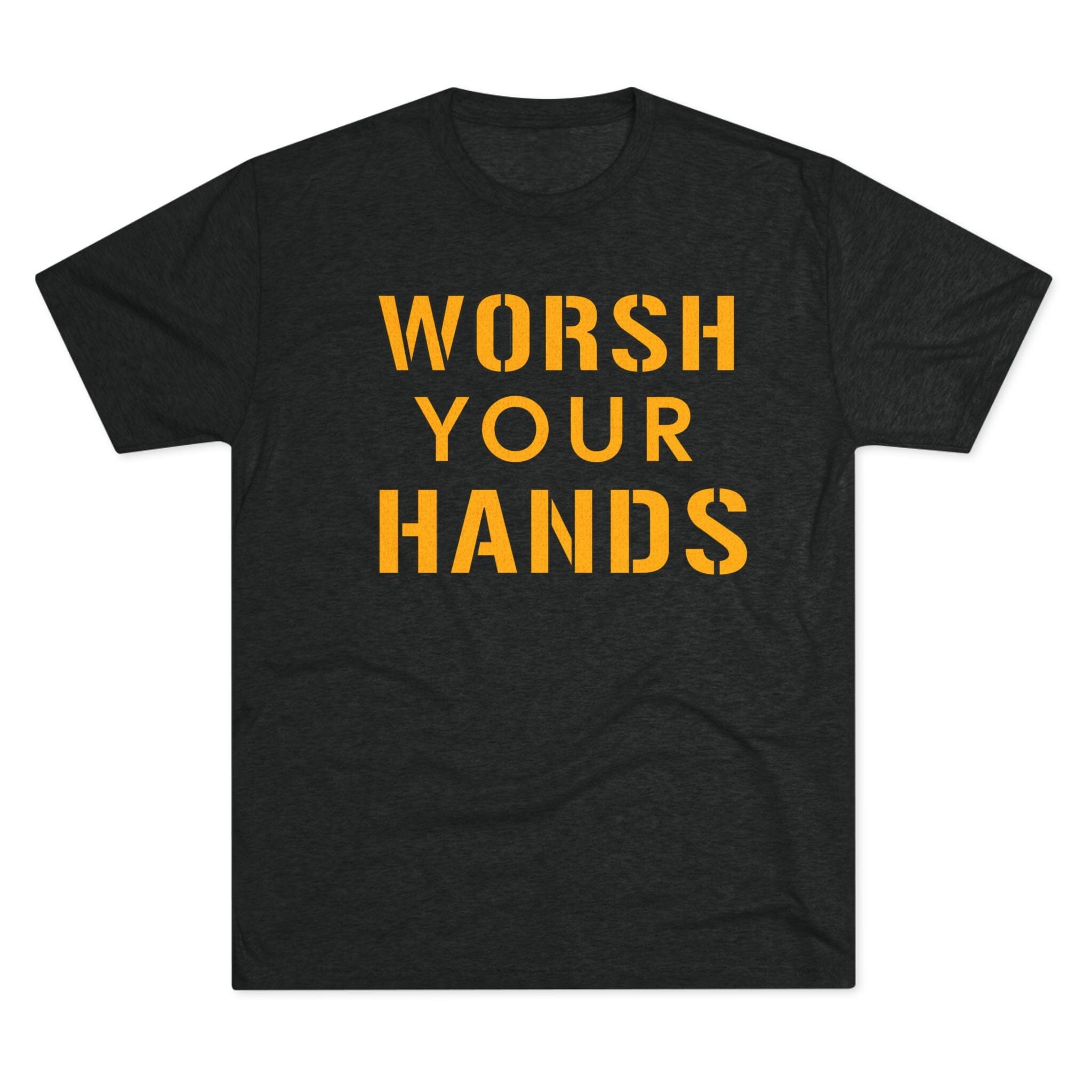 Worsh Your Hands Tri-Blend T-shirt on black tee | Yinzergear