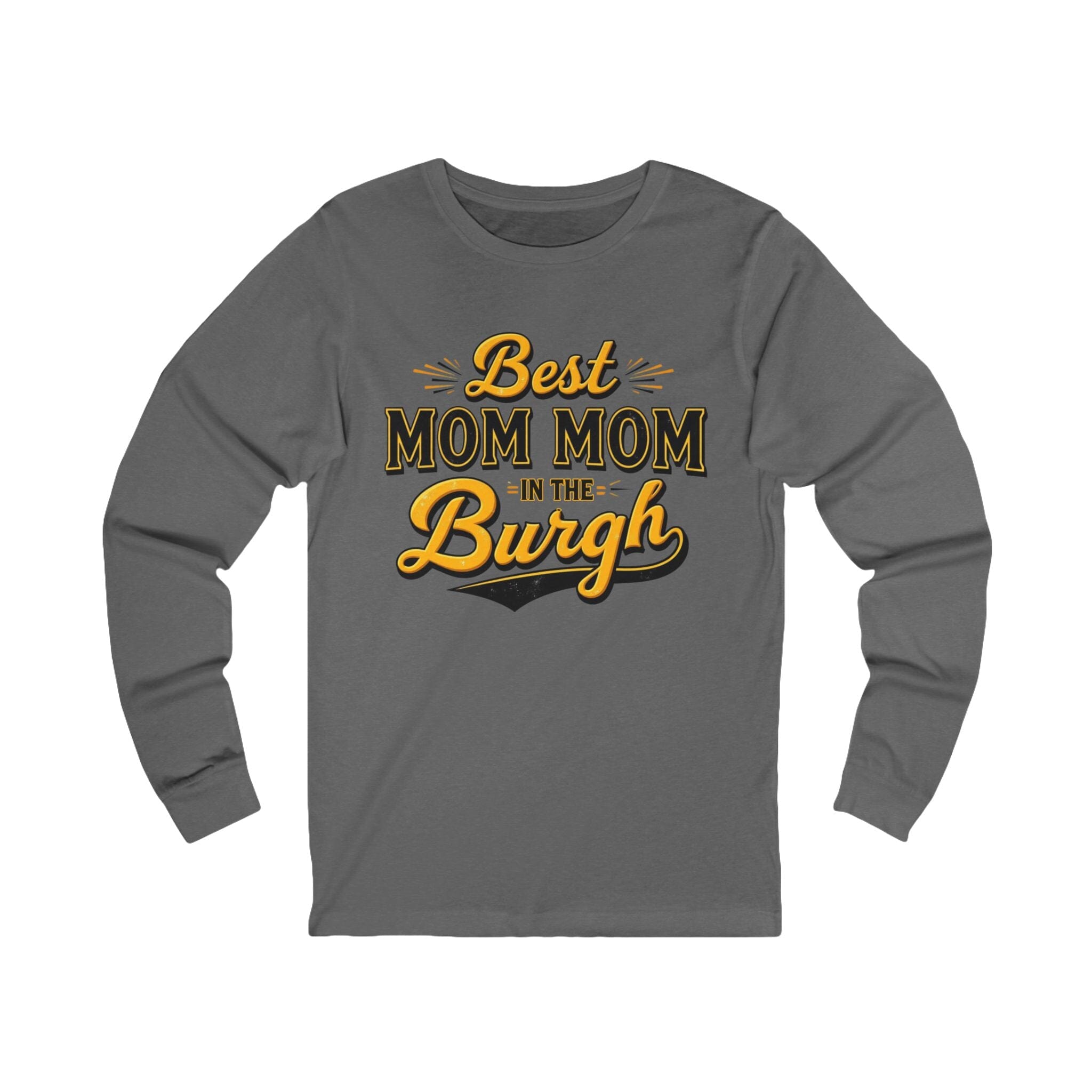 Mom Mom Long Sleeve Shirt on grey long sleeve shirt | Yinzergear