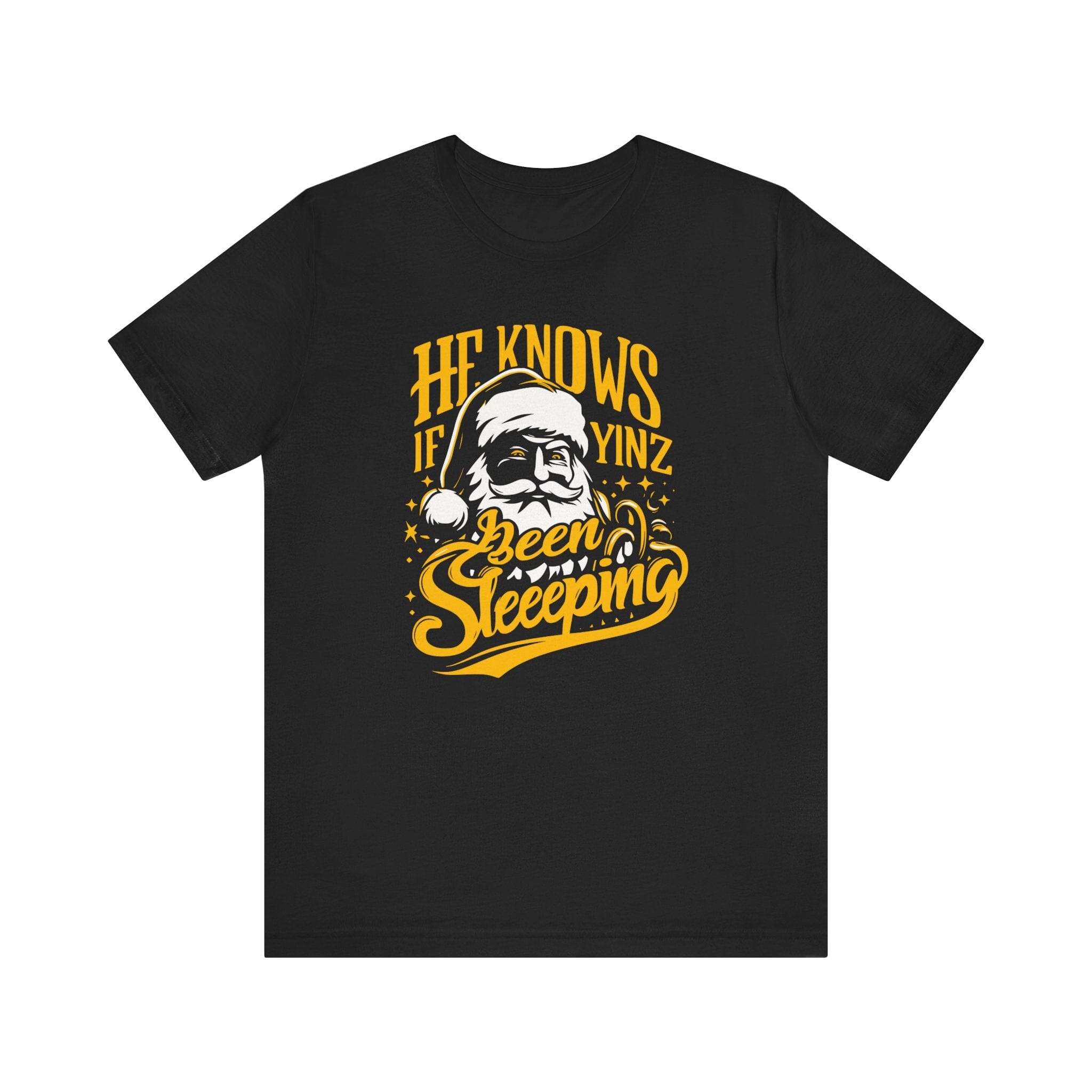 Yinzer Santa Christmas T-shirt on black tee | Yinzergear