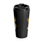 Don’t Be a Jagoff Stainless Steel Travel Mug Pittsburgh mug front view mockup view | Yinzergear