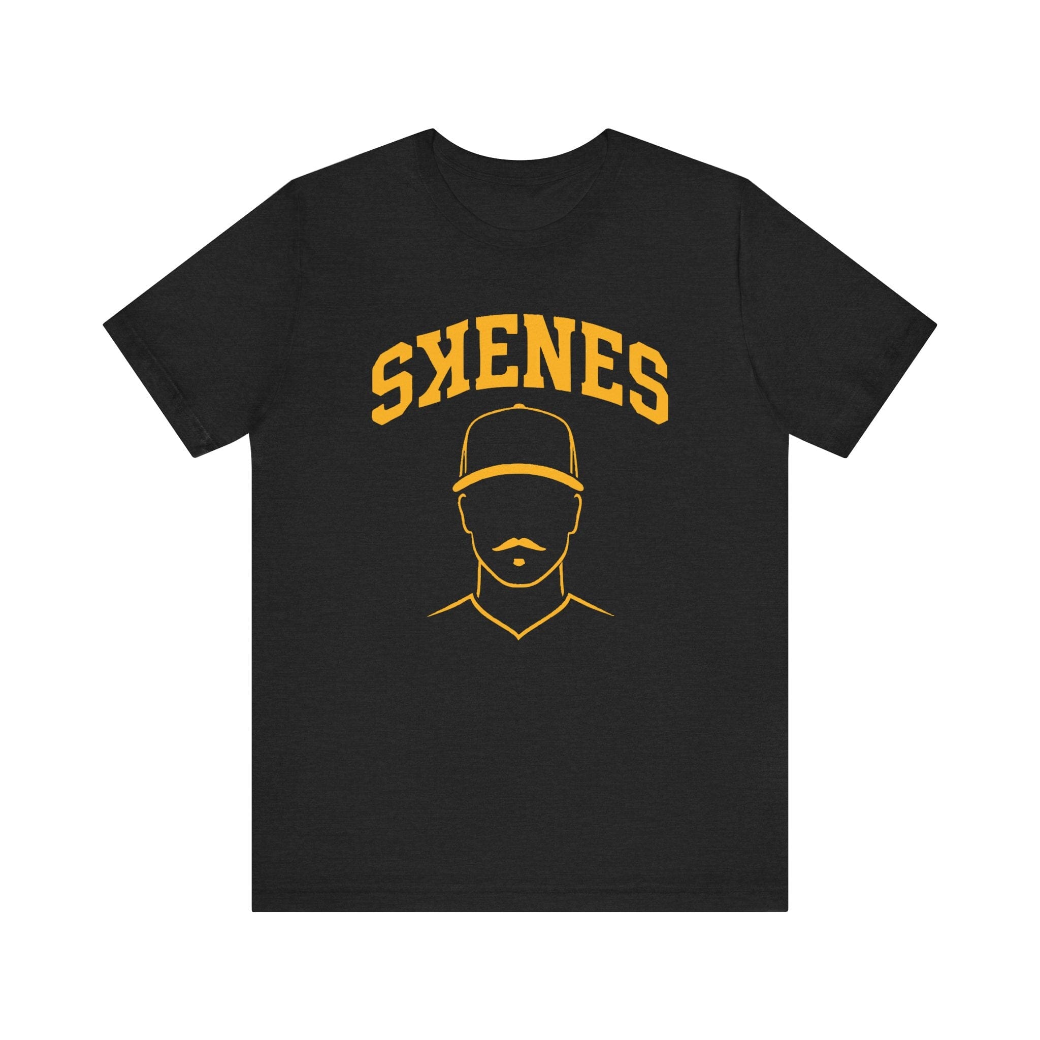 Pittsburgh Pirates Paul Skenes mustache shirt on black tee | Yinzergear