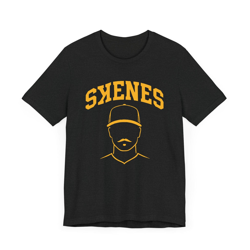 Pittsburgh Pirates Paul Skenes mustache shirt on black tee alternate view 6 | Yinzergear
