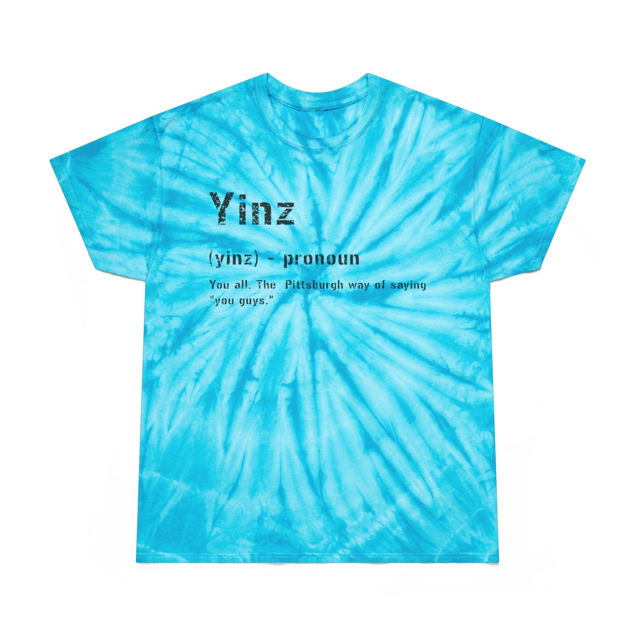 Yinz Tie-Dye Pittsburghese definition tee product image mockup view | Yinzergear