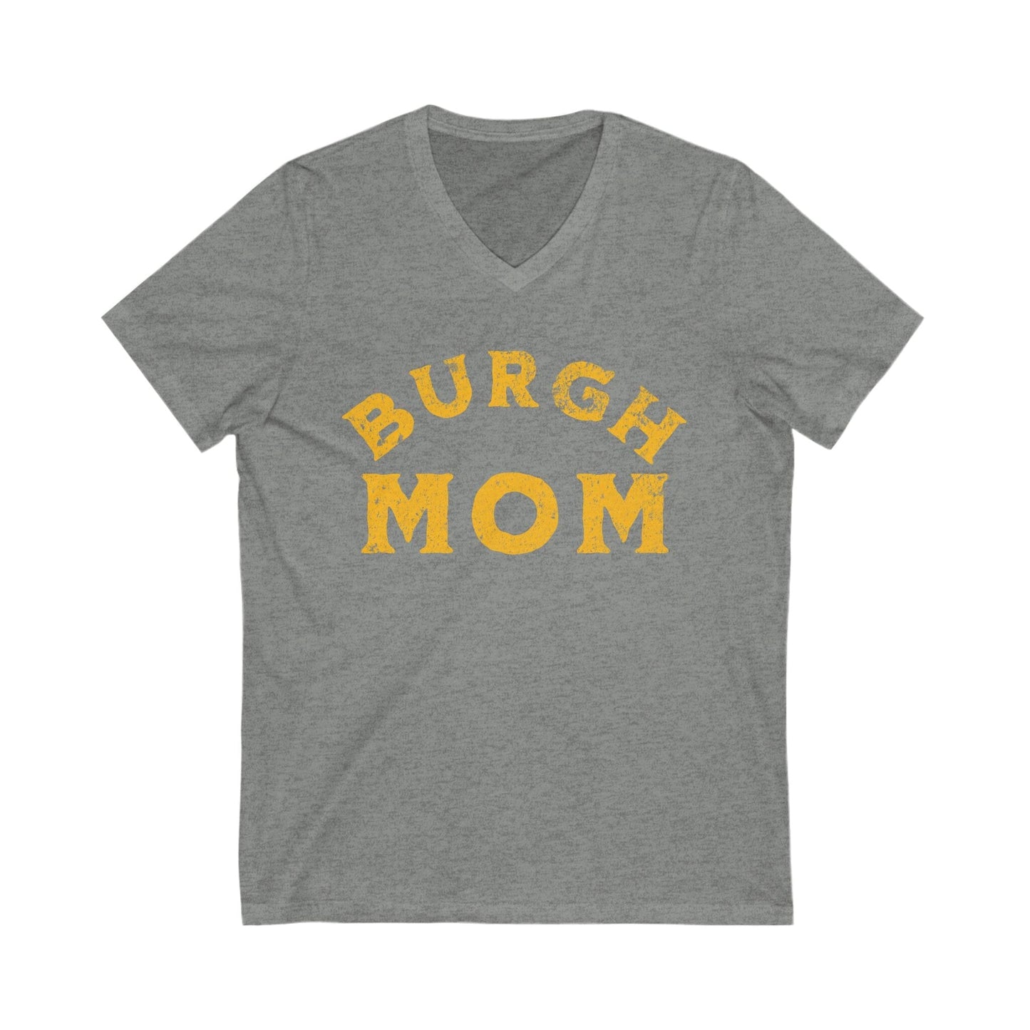 Burgh Mom V-Neck Tee - Pittsburgh Mother's Day Gift V-neck Printify S Deep Heather 