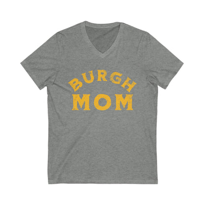 Burgh Mom V-Neck Tee - Pittsburgh Mother's Day Gift V-neck Printify S Deep Heather 
