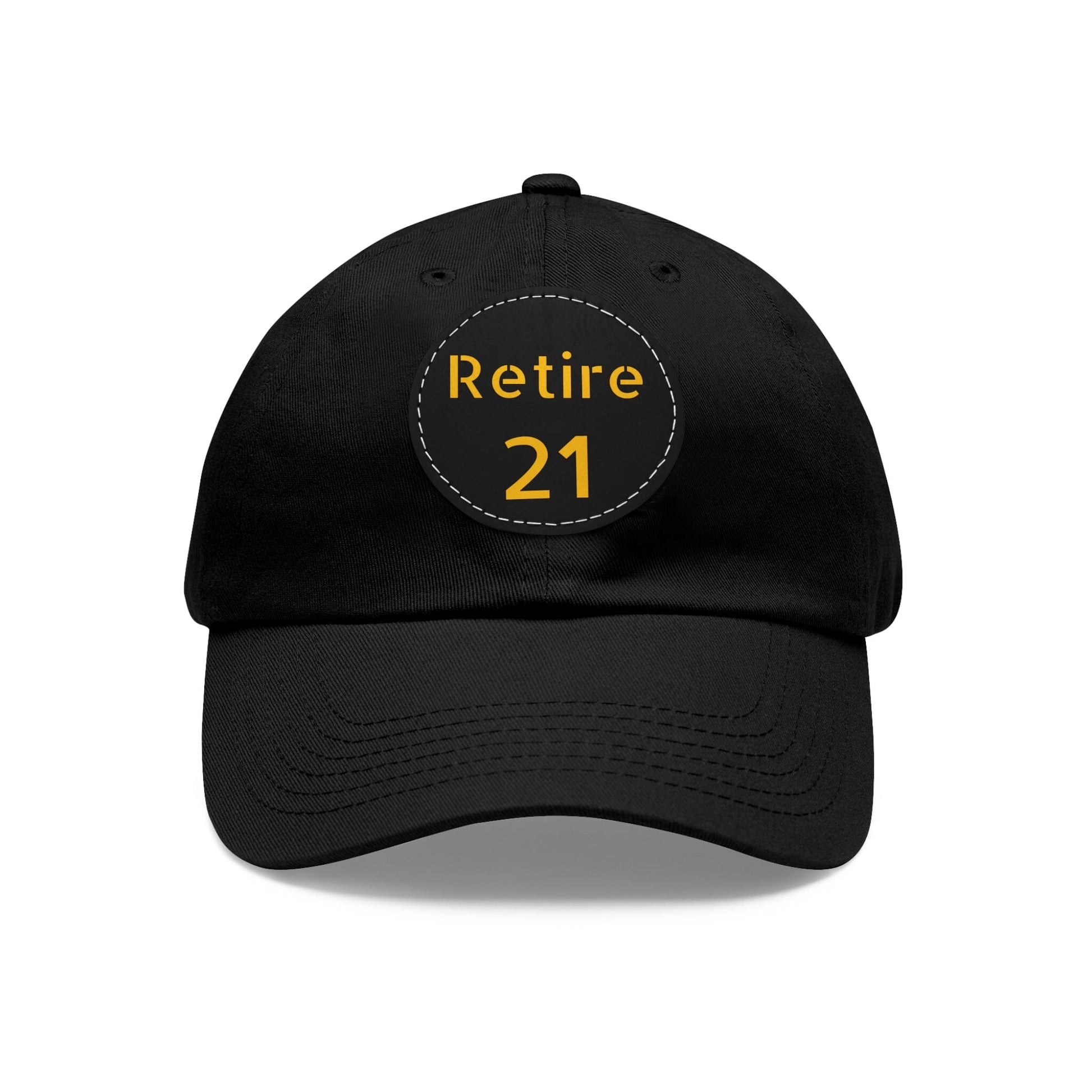Retire 21 Hat With Leather Patch Hats Yinzergear Black / Black patch Circle One size