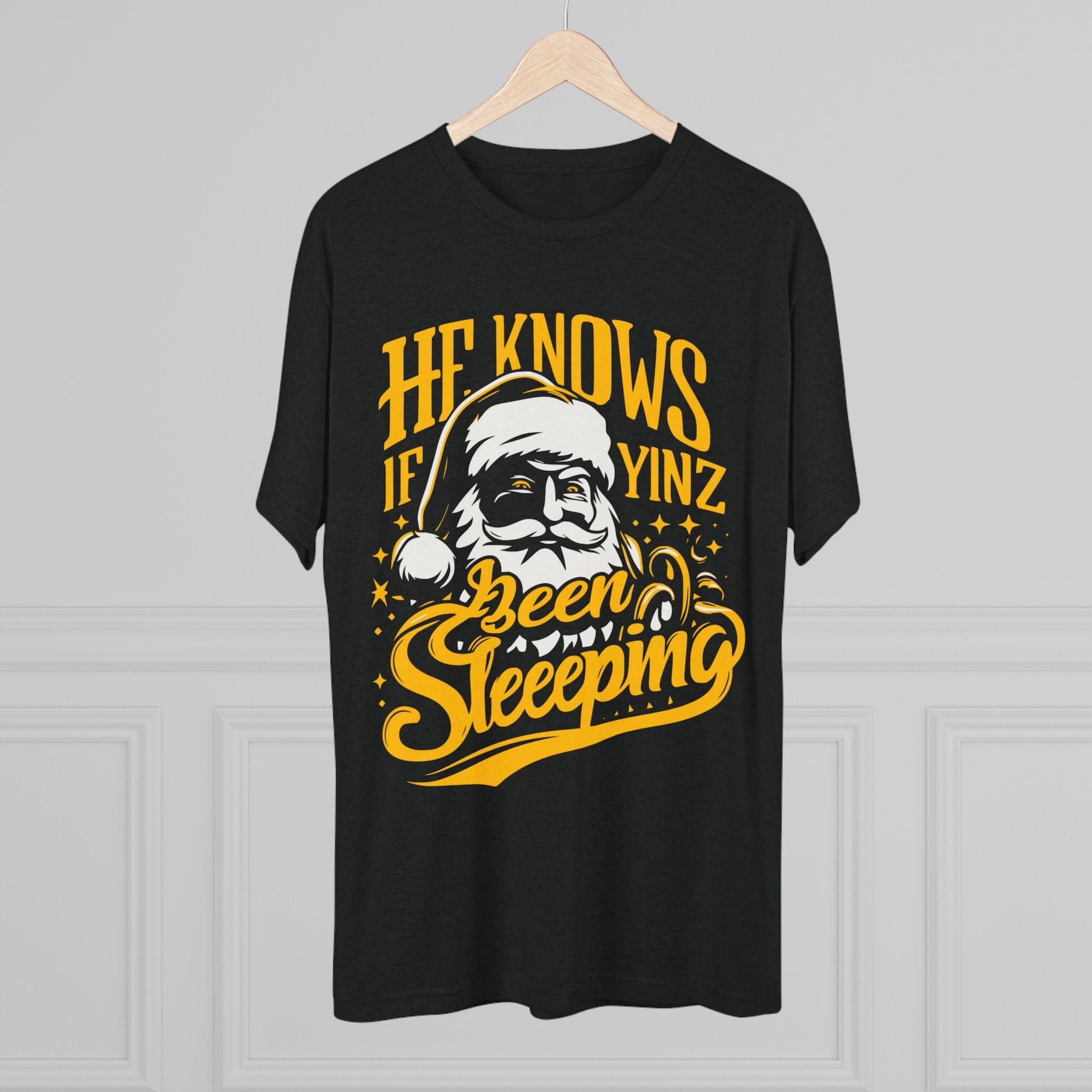 Yinzer Santa Tri-Blend Christmas T-Shirt product image alternate view 3 | Yinzergear