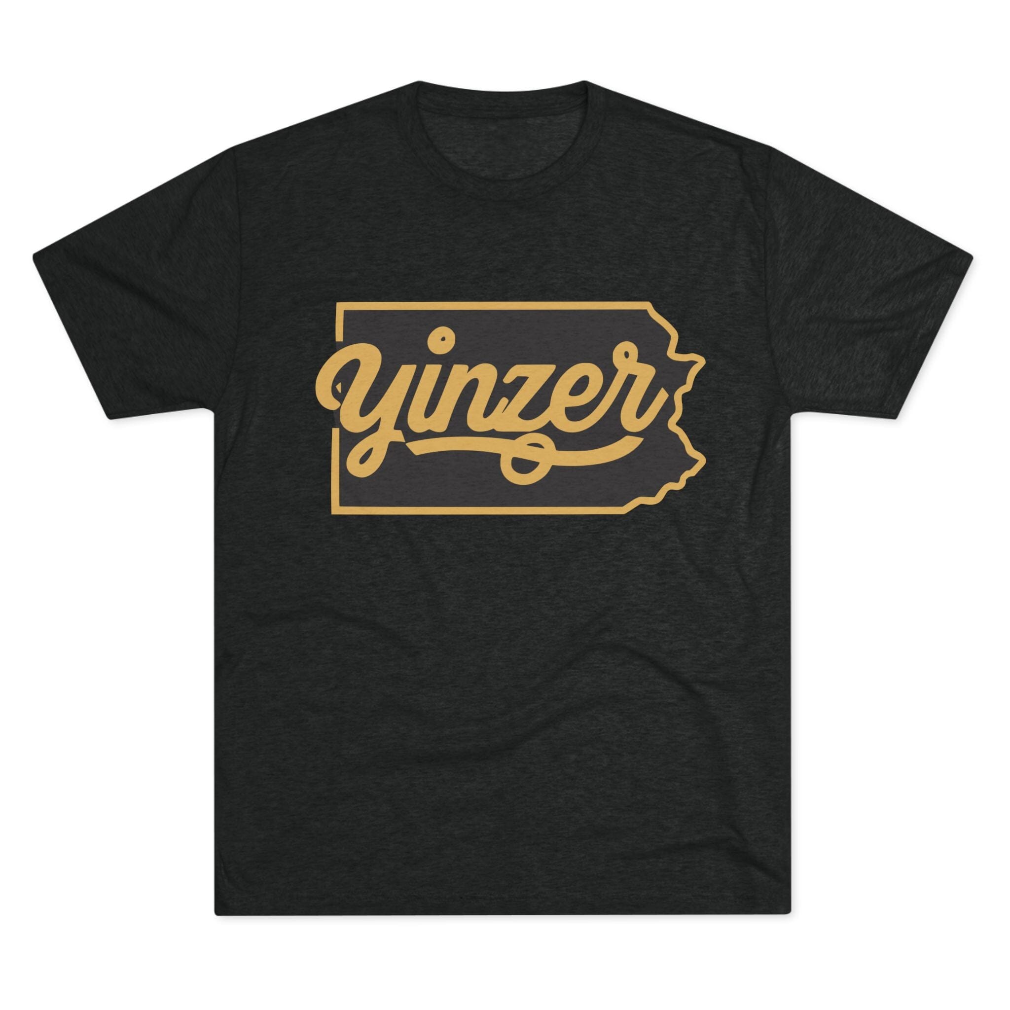 Yinzer State of Mind Tri-Blend T-shirt on black tee | Yinzergear