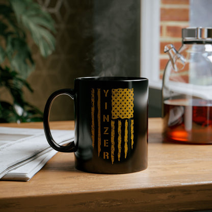 Yinzer Flag Coffee Mug – Patriotic Pittsburgh Gift | Black & Gold 11oz & 15oz Ceramic Mug | Microwave & Dishwasher Safe Mug Printify 