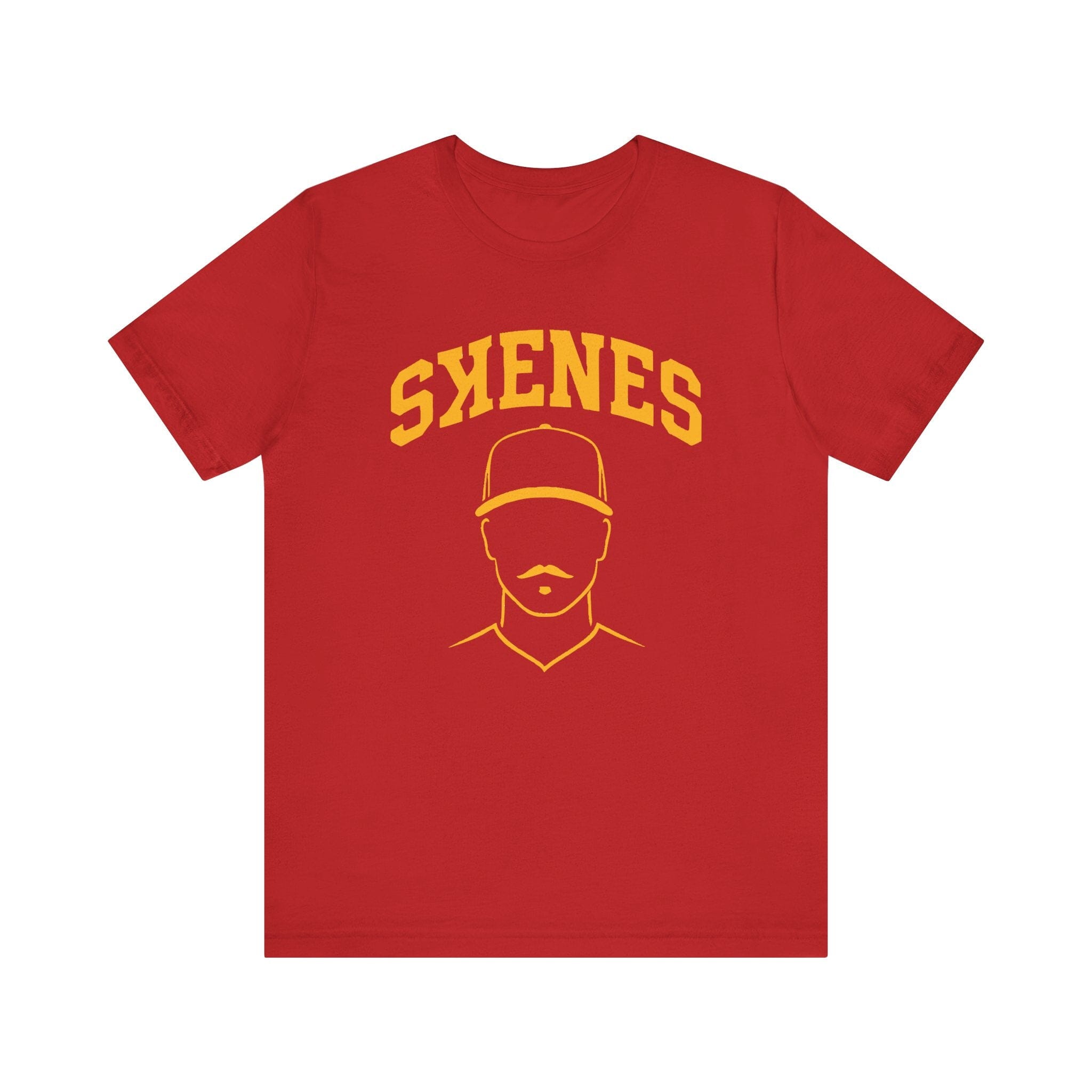 Pittsburgh Pirates Paul Skenes mustache shirt on red tee | Yinzergear