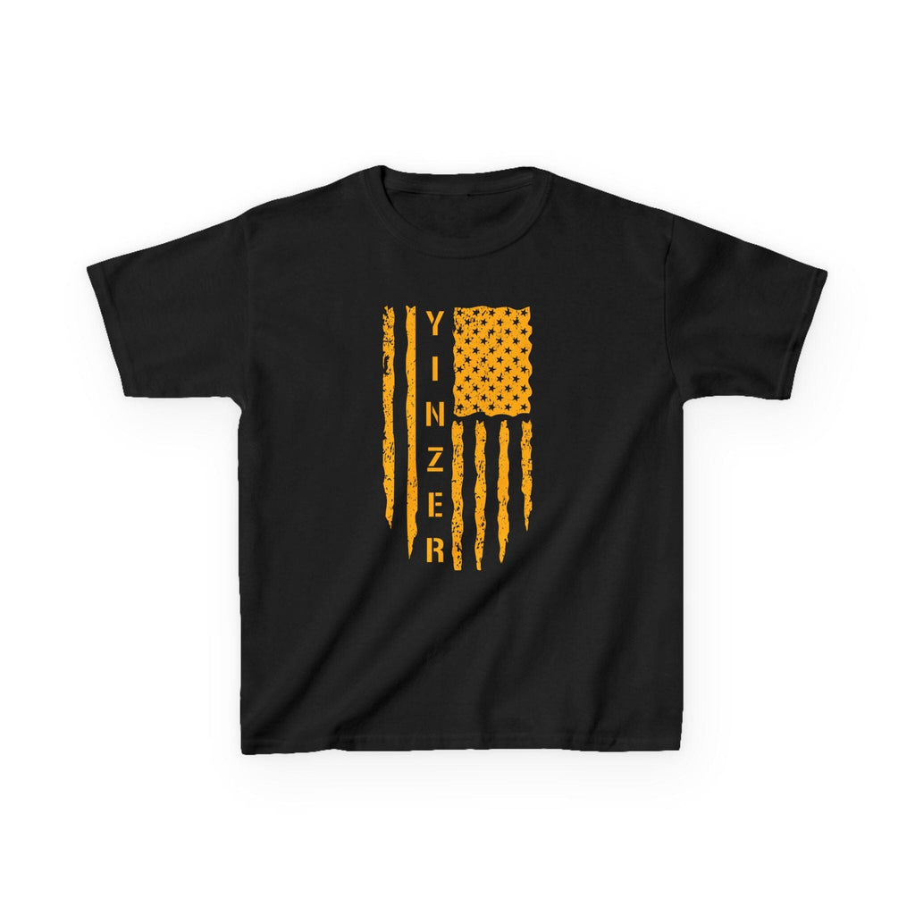 Yinzer Flag Kids T-Shirt Pittsburgh kids shirt on black kids shirt | Yinzergear