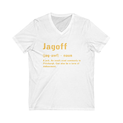 Jagoff V-Neck Tee - Pittsburghese Shirt V-neck Printify S White 