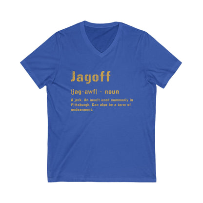 Jagoff V-Neck Tee - Pittsburghese Shirt V-neck Printify S True Royal 
