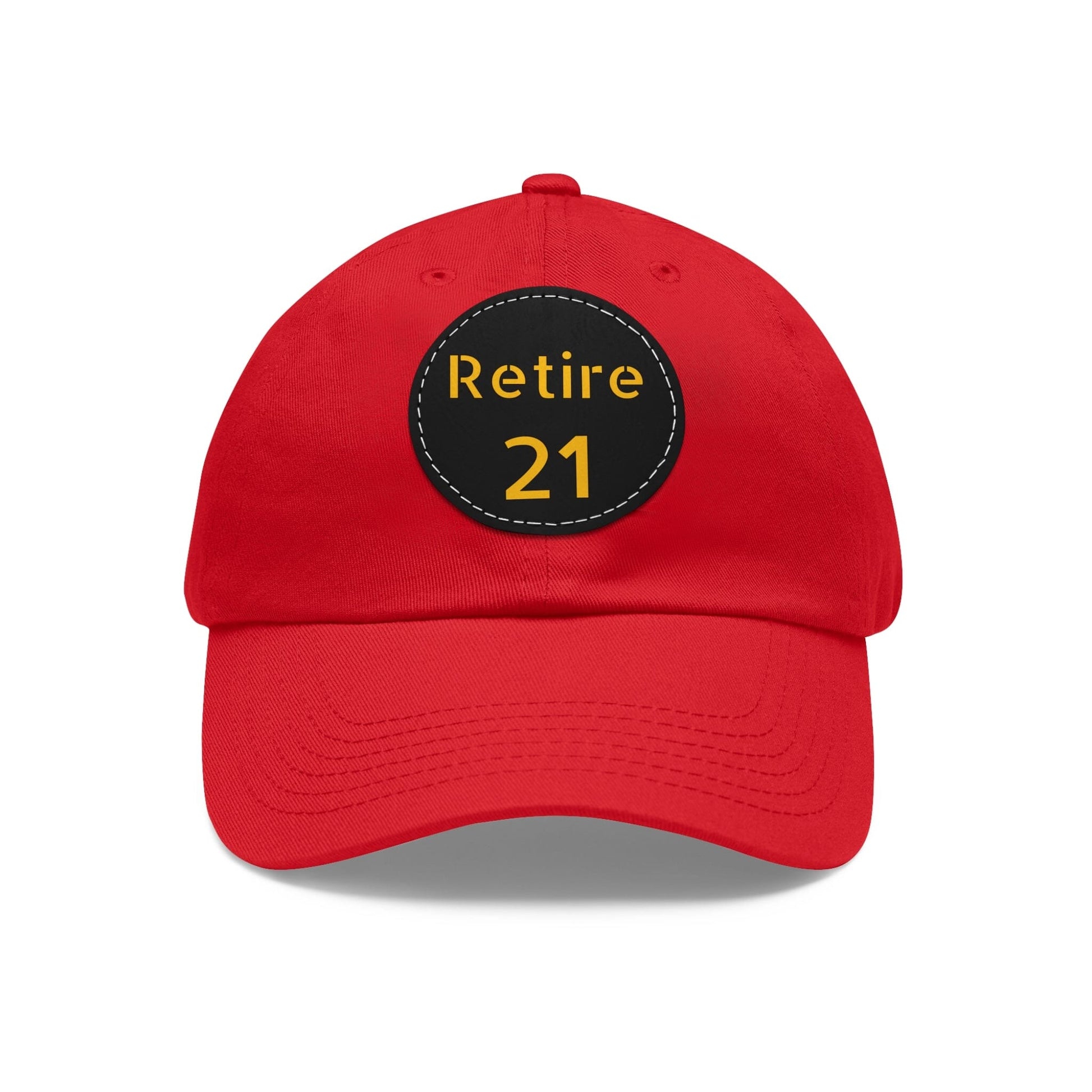 Retire 21 Hat With Leather Patch Hats Yinzergear Red / Black patch Circle One size